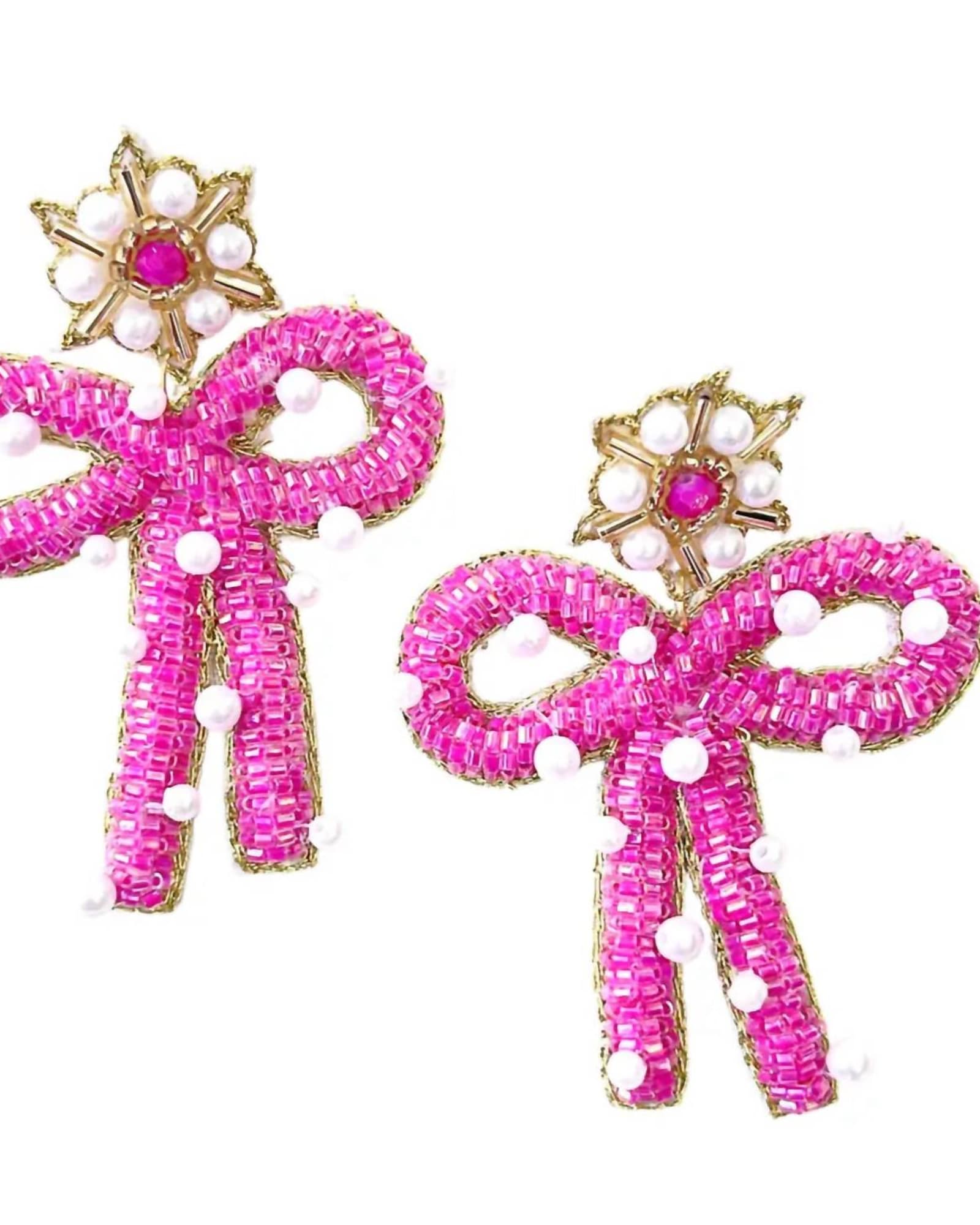 Preppy Bow Earrings in Pink | Pink