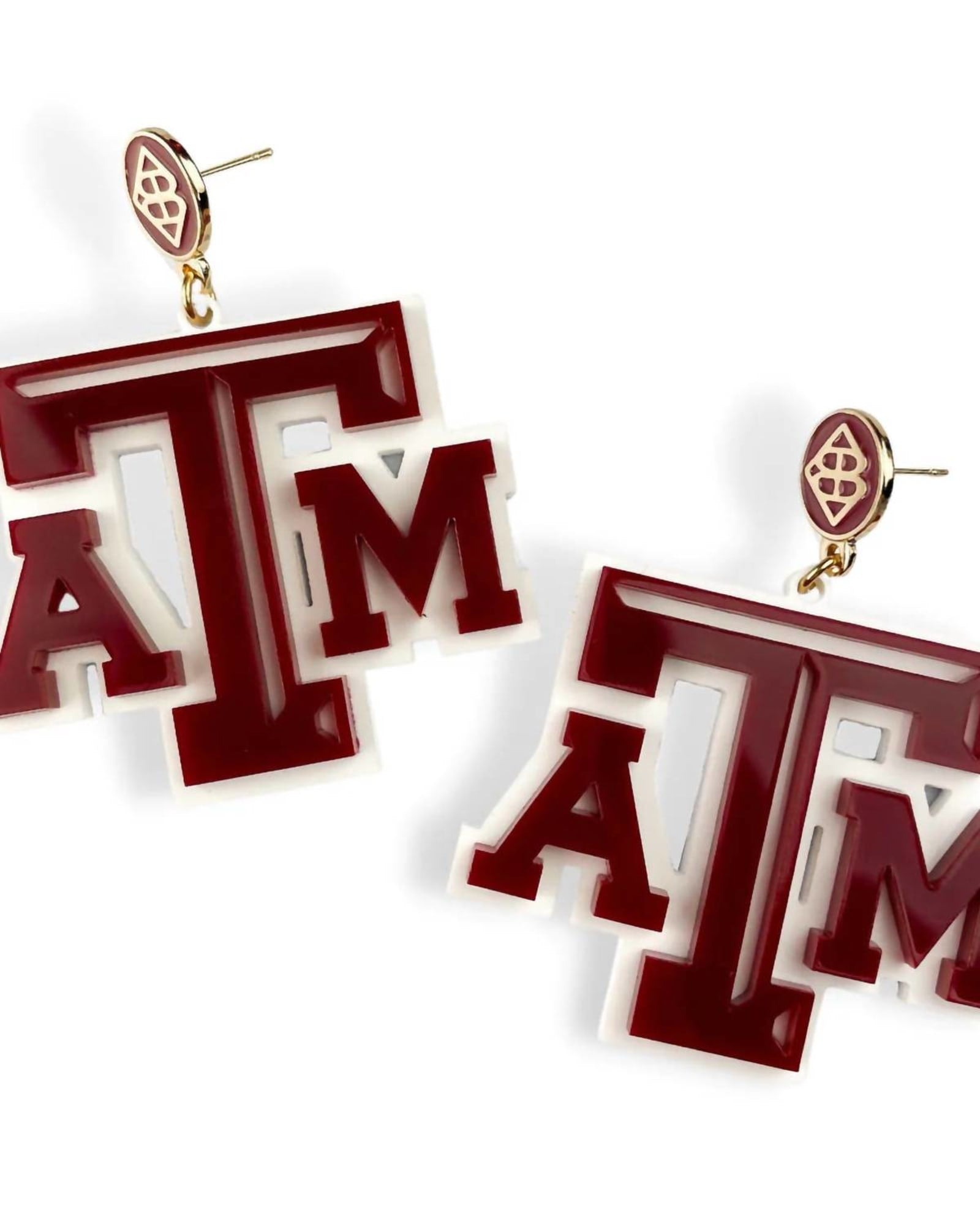 Texas A&M Logo Earrings in Maroon And White | Maroon And White