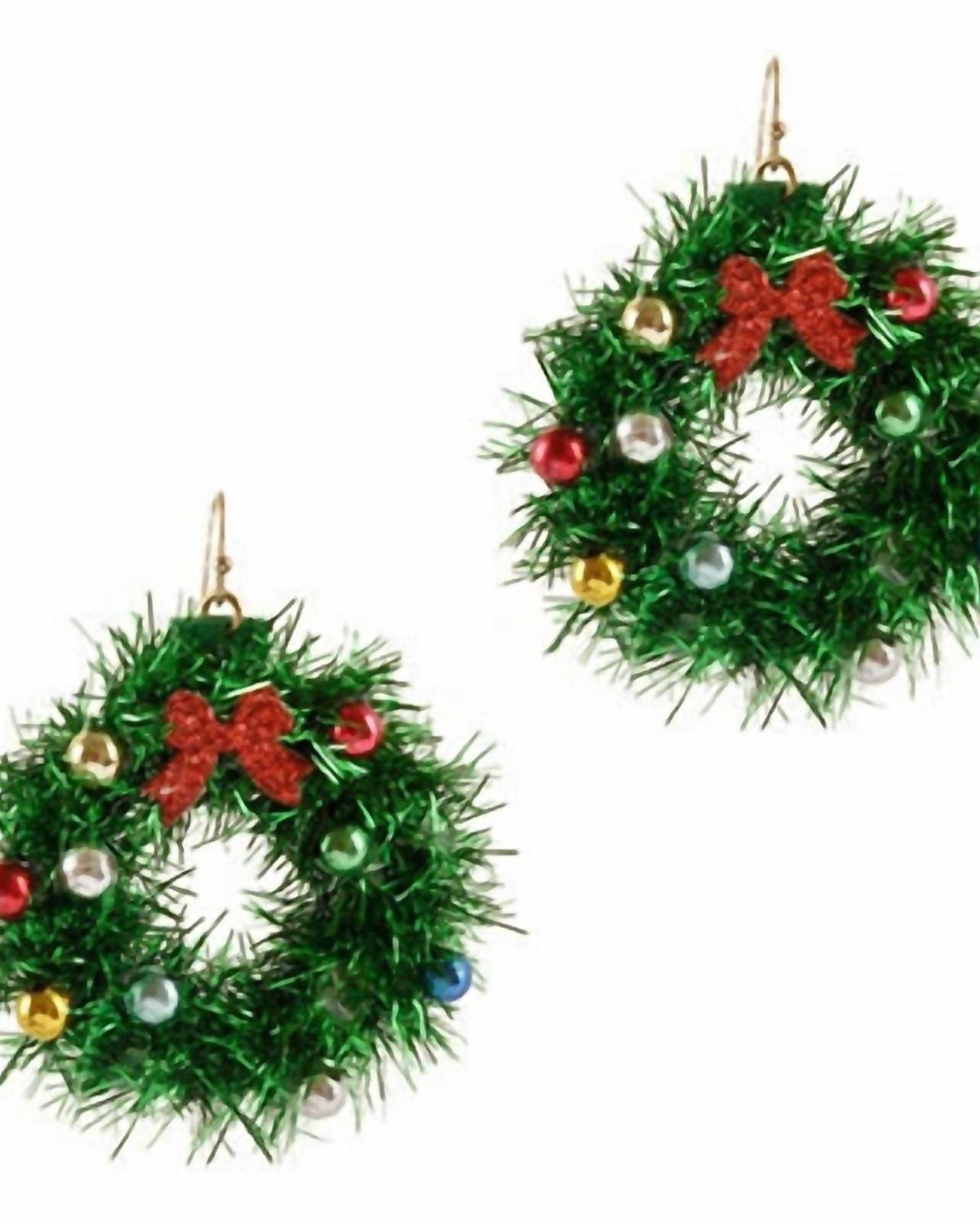 Tinsel Wreath Earrings in Green | Green