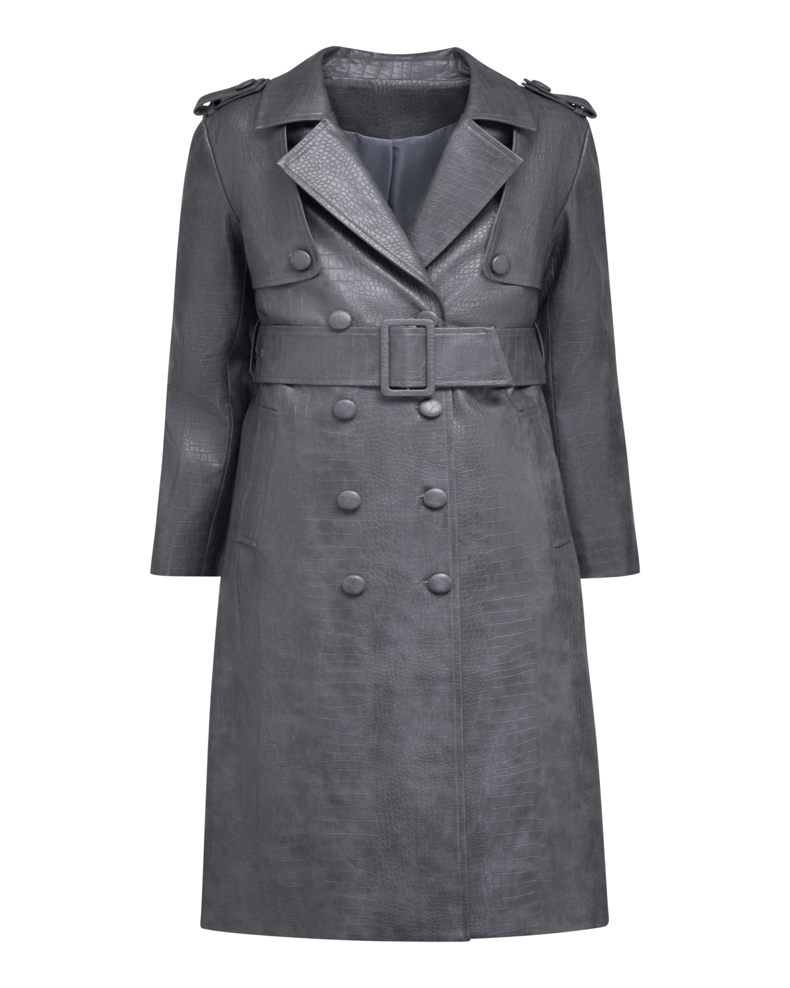 The  Jodi Snakeskin Trench Coat | Grey