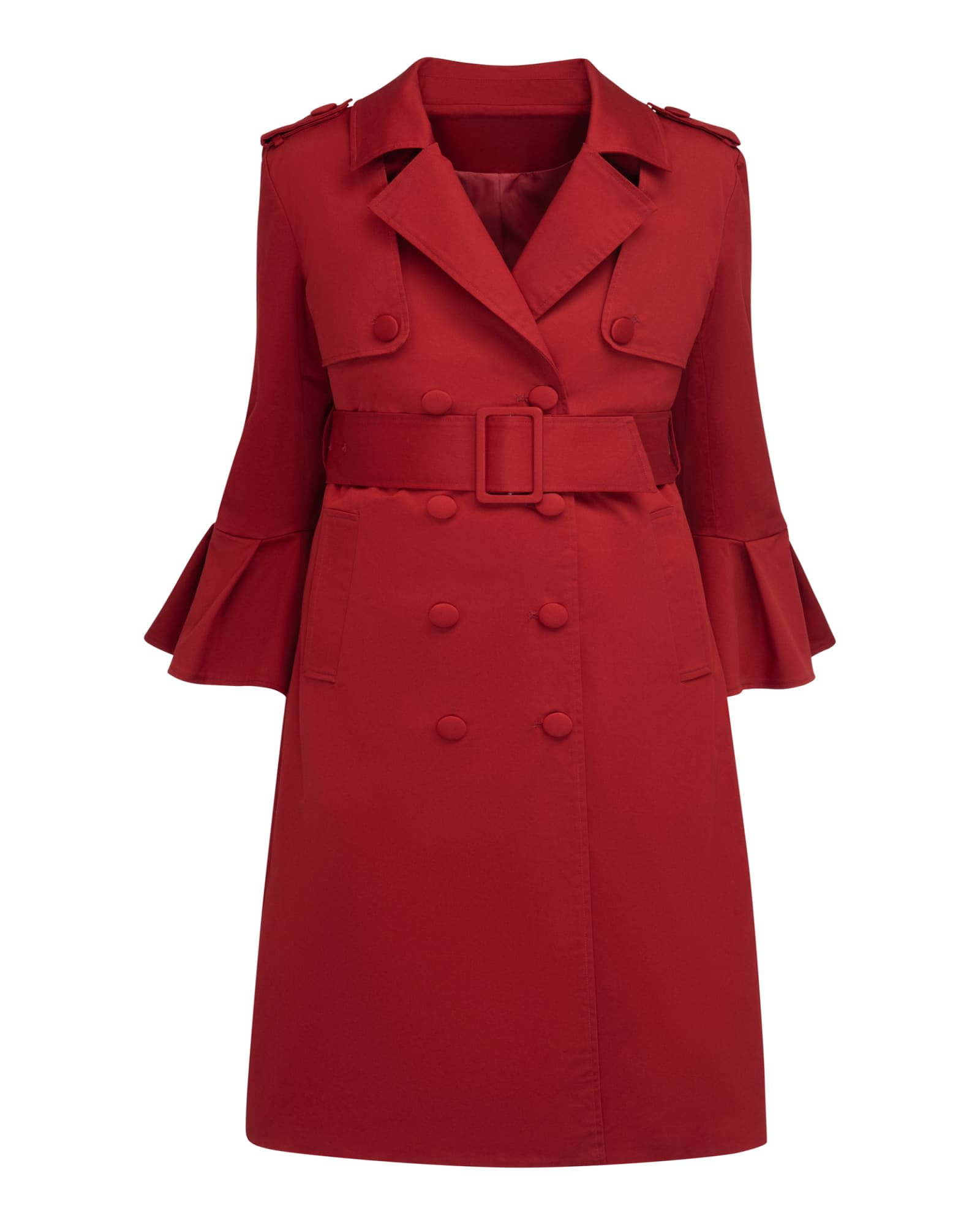 The Mabel Sleeved Trench Coat | Red