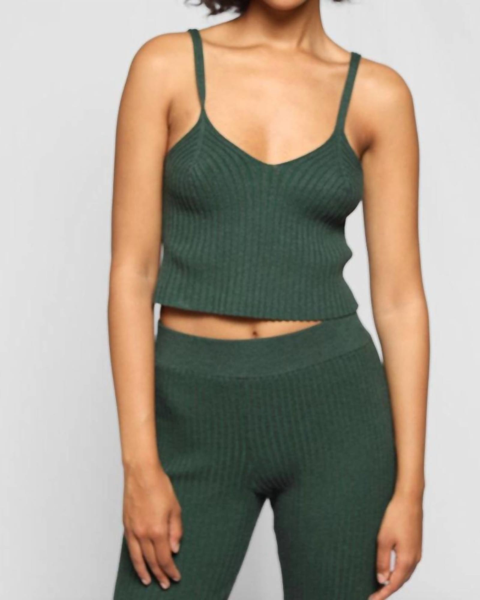 Blended Knit Corset Tank in Emerald | Emerald