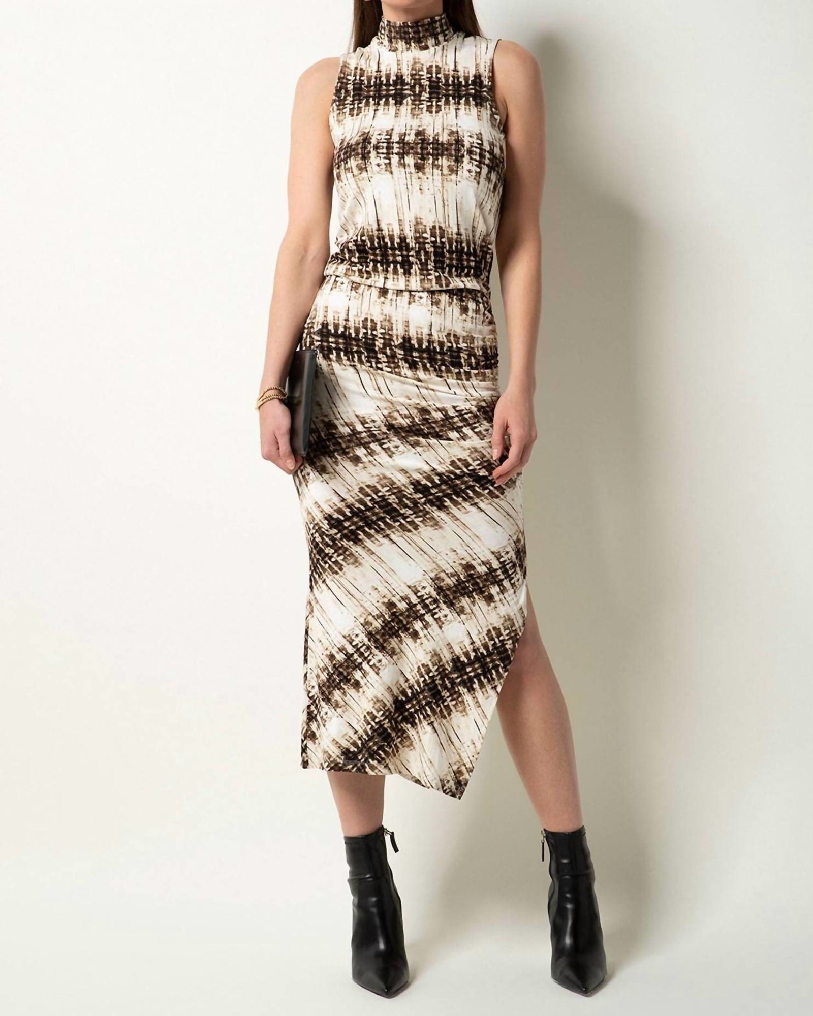 Arden Sleeveless Dress in Folded Shibori Stripe | Folded Shibori Stripe