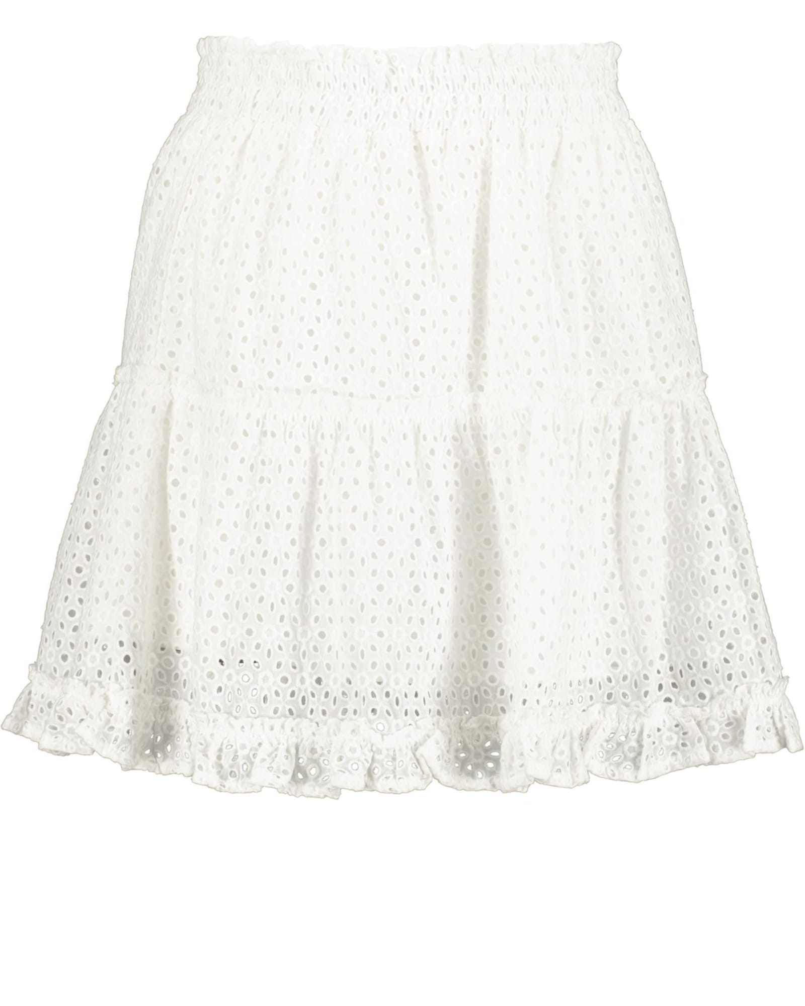 Eyelet Ruffle Mini Skirt in White Eyelet | White Eyelet
