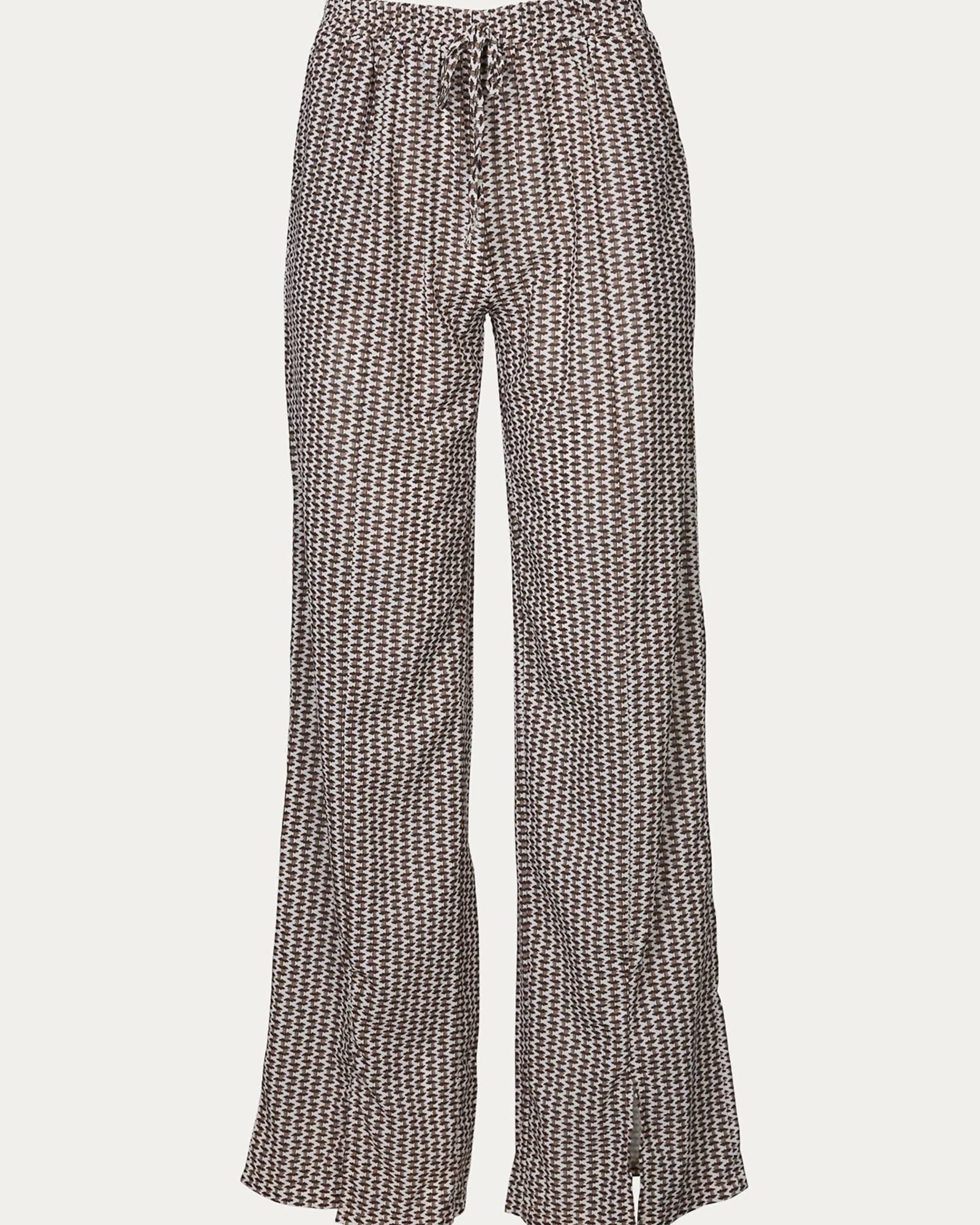 Relaxed Slit-Hem Printed Jersey Pant in Brown | Brown