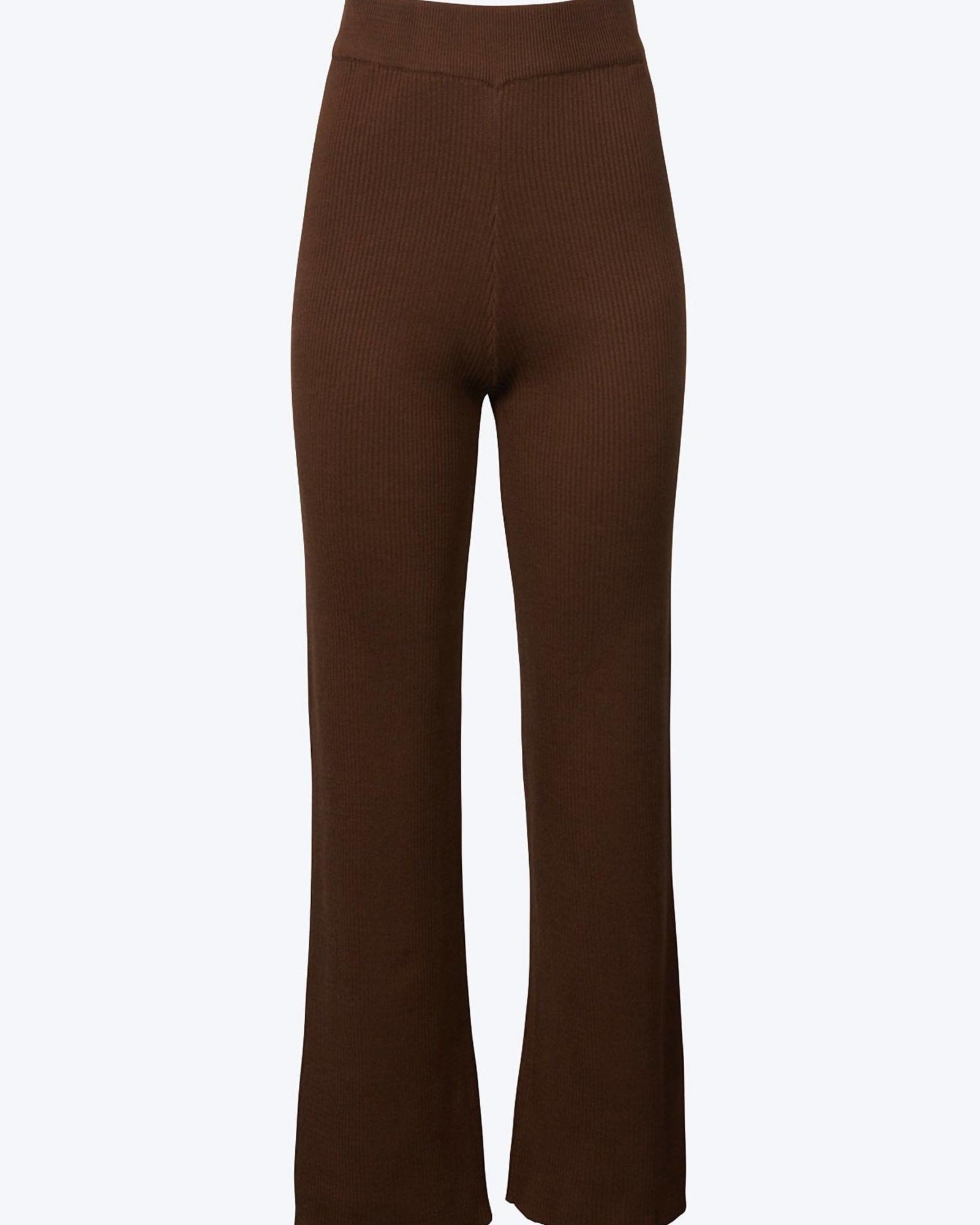Ribbed-Knit Straight-Leg Pants in Brown | Brown