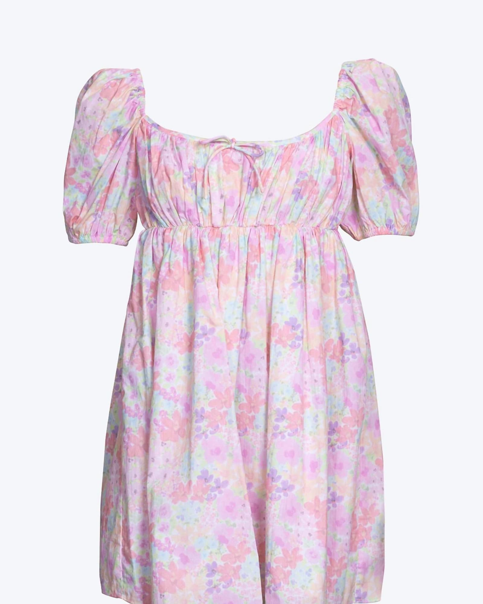 Kennedy Floral-Print Open-Back Cotton-Poplin Mini Dress in Light Pink Floral | Light Pink Floral