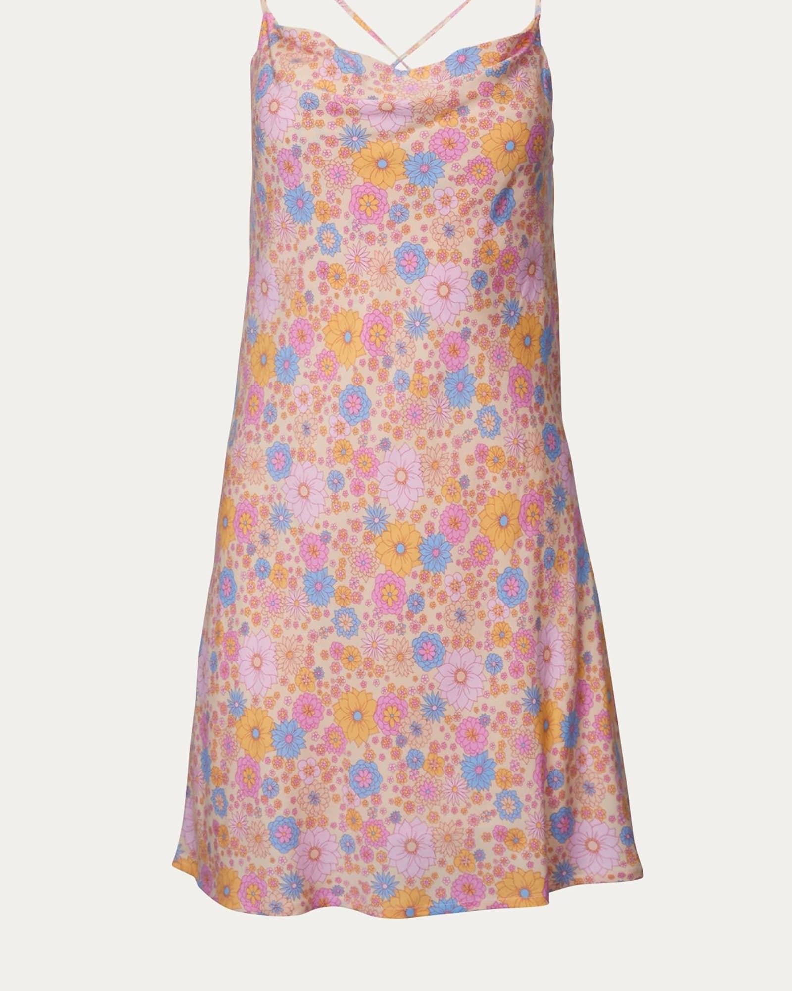 Floral-Print Jersey Mini Dress in Pink/Yellow | Pink/Yellow