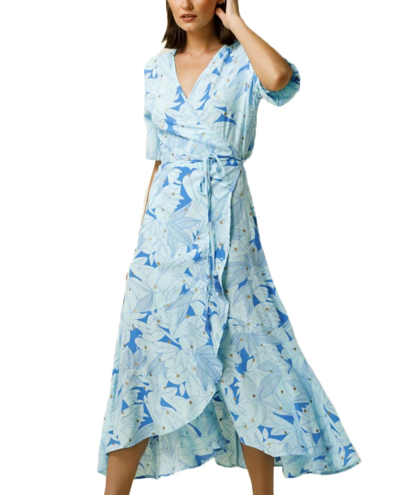 Elora Wrap Dress in Blue Multi | Blue Multi