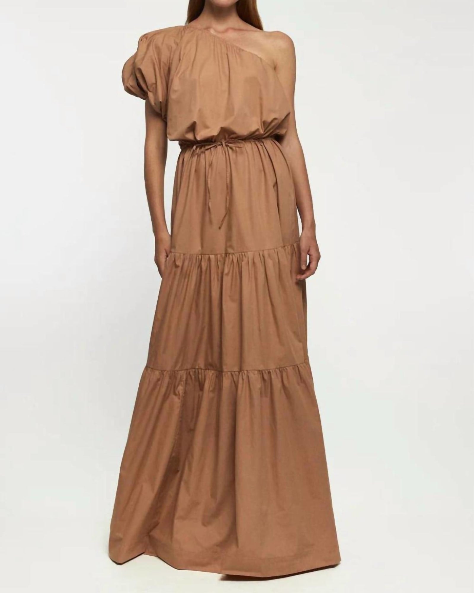 One Shoulder Puff Sleeve Maxi Dress in High Vibrations | High Vibrations