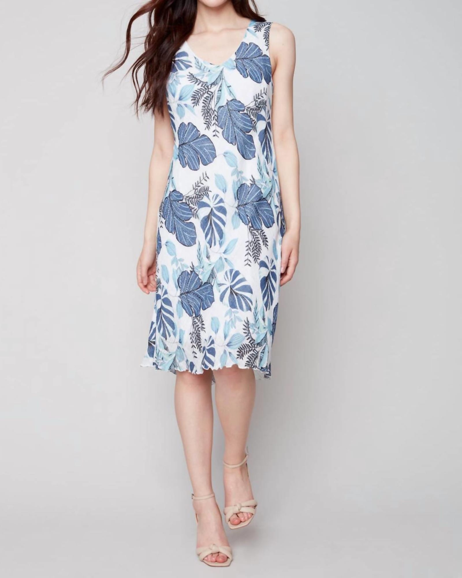 Printed Cotton Gauze Dress in Waterlily | Waterlily
