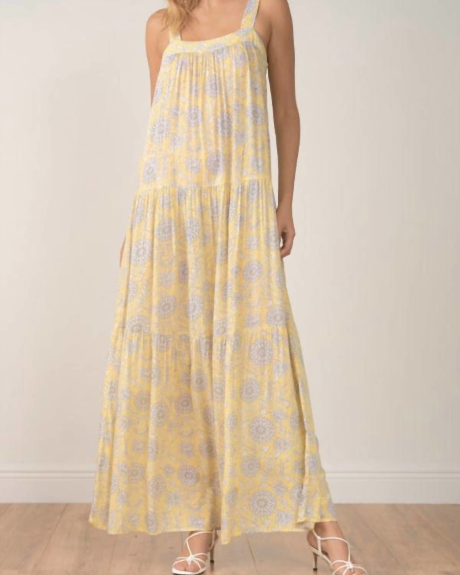 Maxi Tank Straps Tiered Dress in Limon Bloom Print | Limon Bloom Print