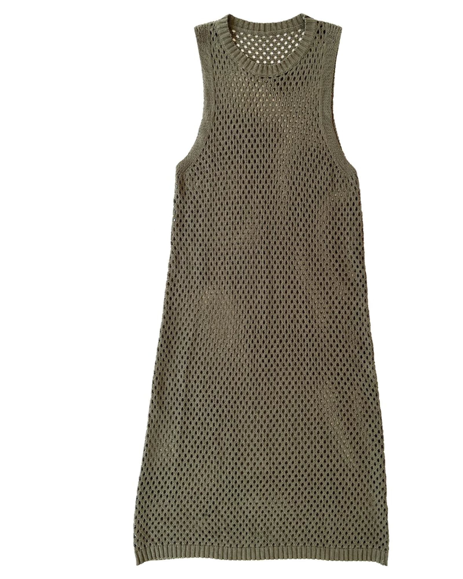 Open Knit Dress in Olive | Olive