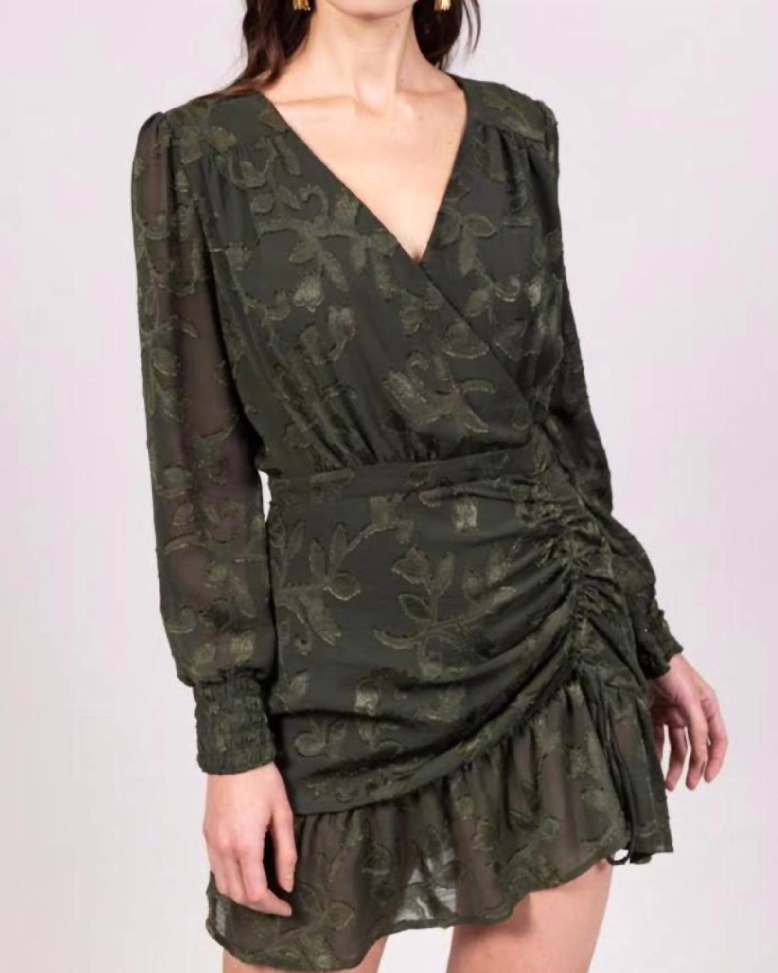 Short Sleeve Plus Size Green Linen Swing Midi Dress 3404#