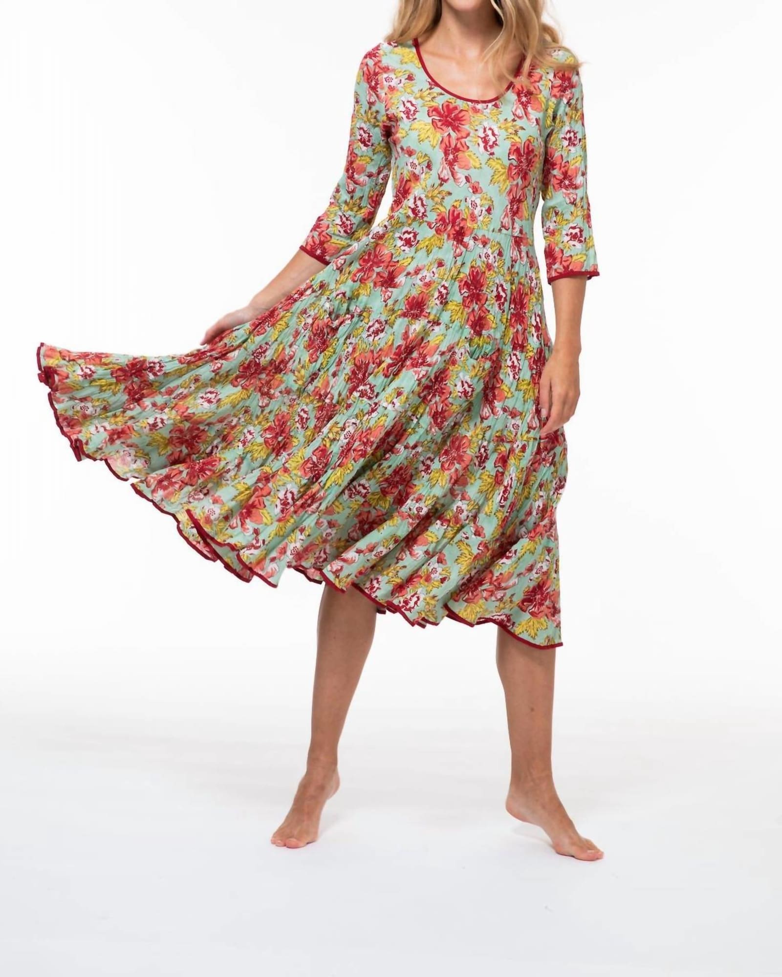 Ruby Cotton Sun Dress in Mint Tea Dance | Mint Tea Dance
