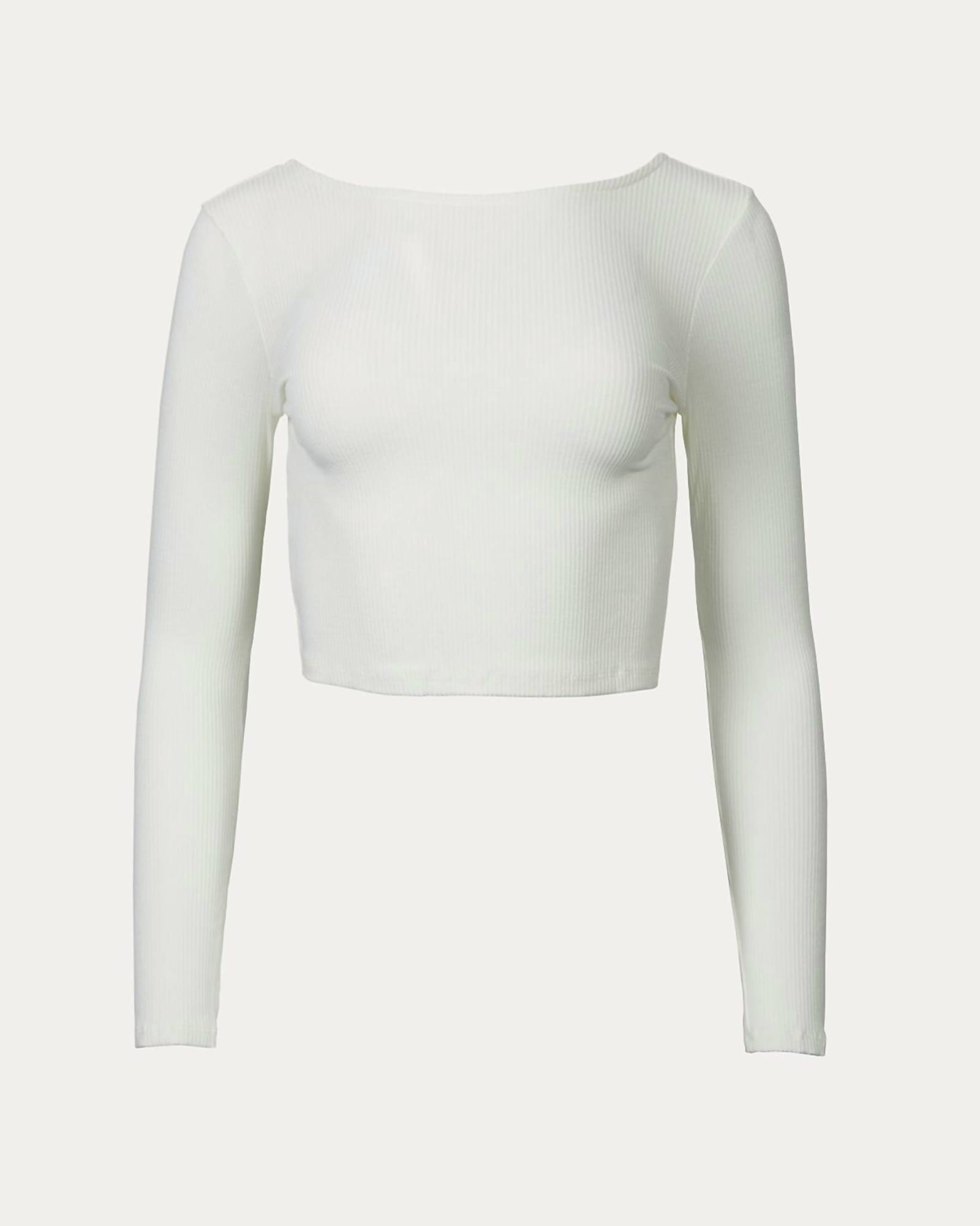 Ribbed Open-Back Stretch-Modal Top in Off-White | Off-White