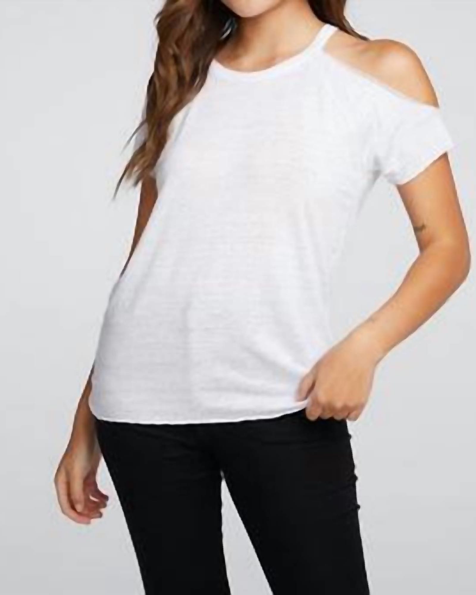 Linen Jersey Vented Sleeve Tee in White | White