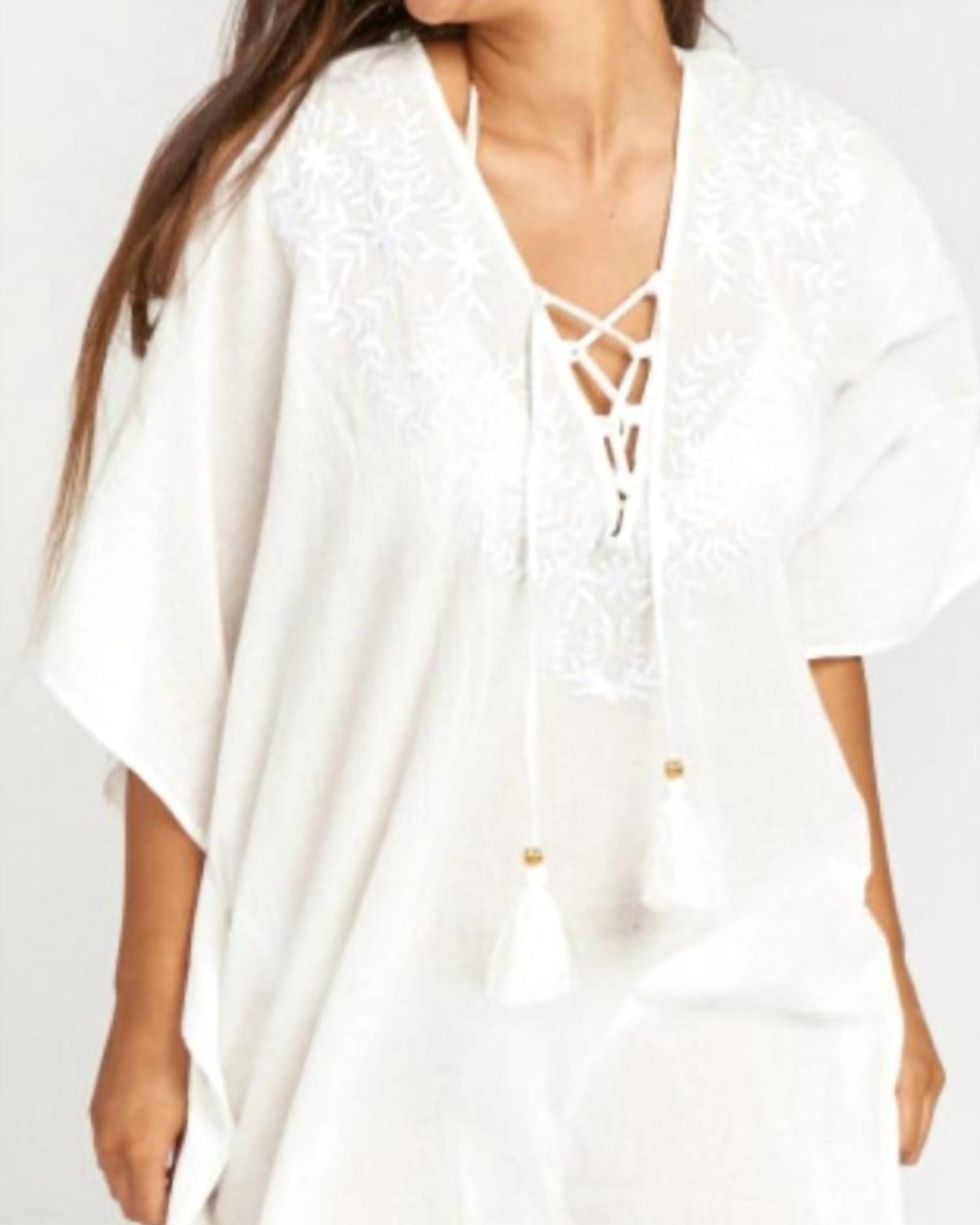 Peta Lace Up Tunic in White | White