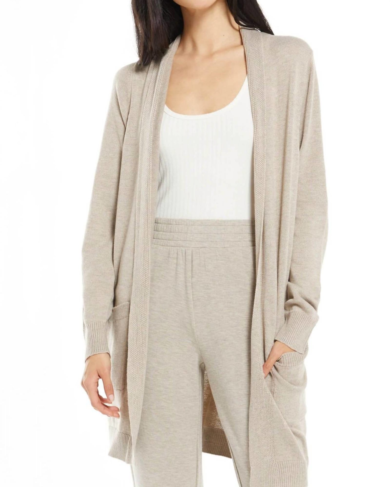 Relaxed Jersey Cardigan in Heather Latte | Heather Latte