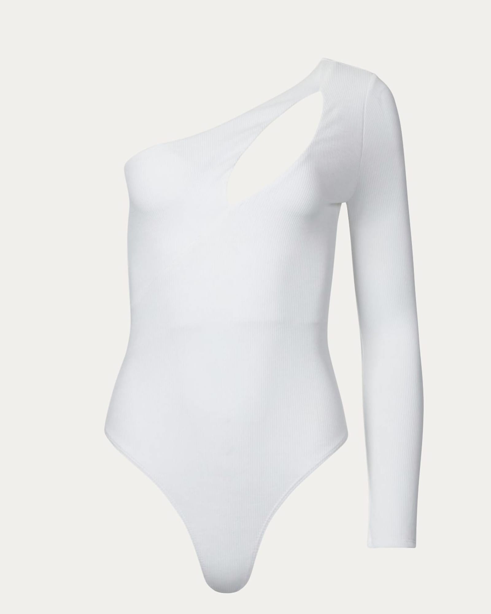One-Sleeve Cutout Bodysuit in Off White | Off White