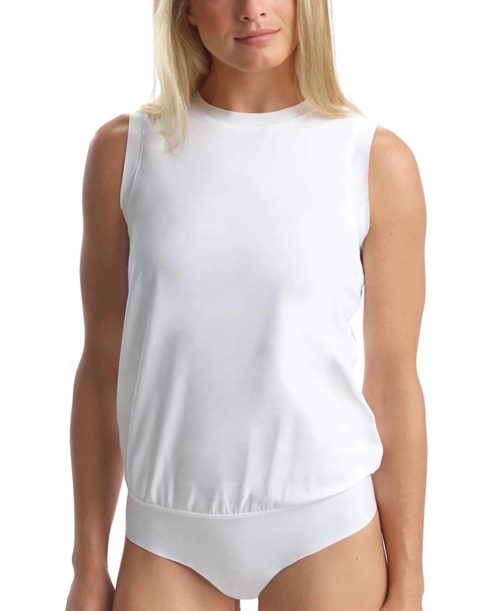 Essential Cotton Muscle Bodysuit in White | White