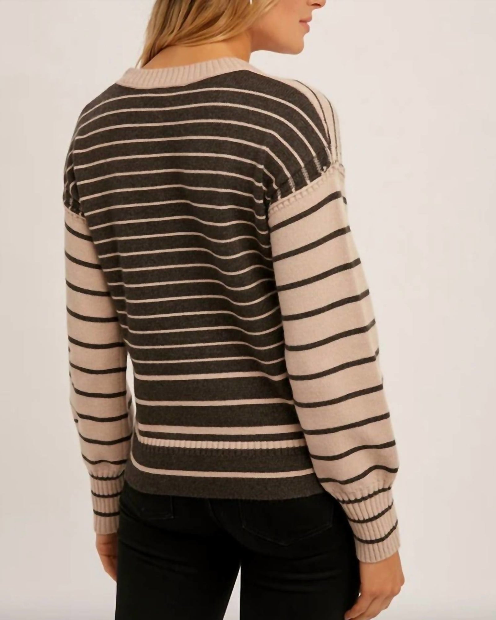 Striped Short Sweater in Mauve/Brown | Mauve/Brown