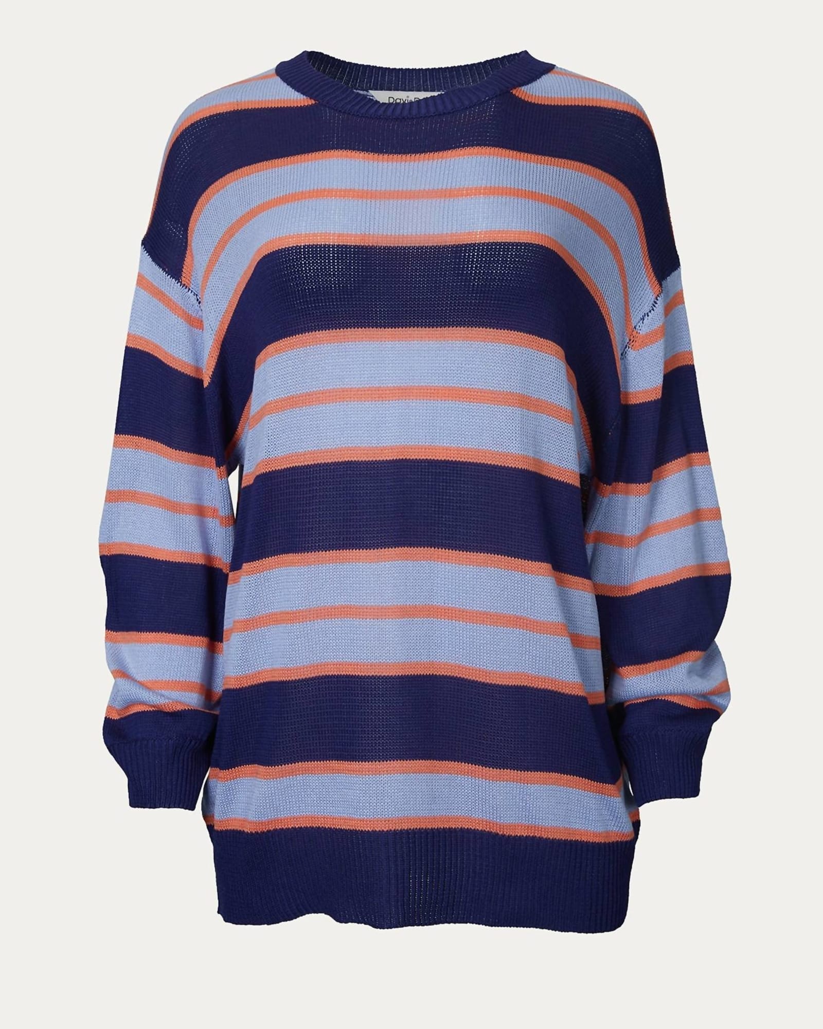 Striped Oversized Sweater in Navy | Navy