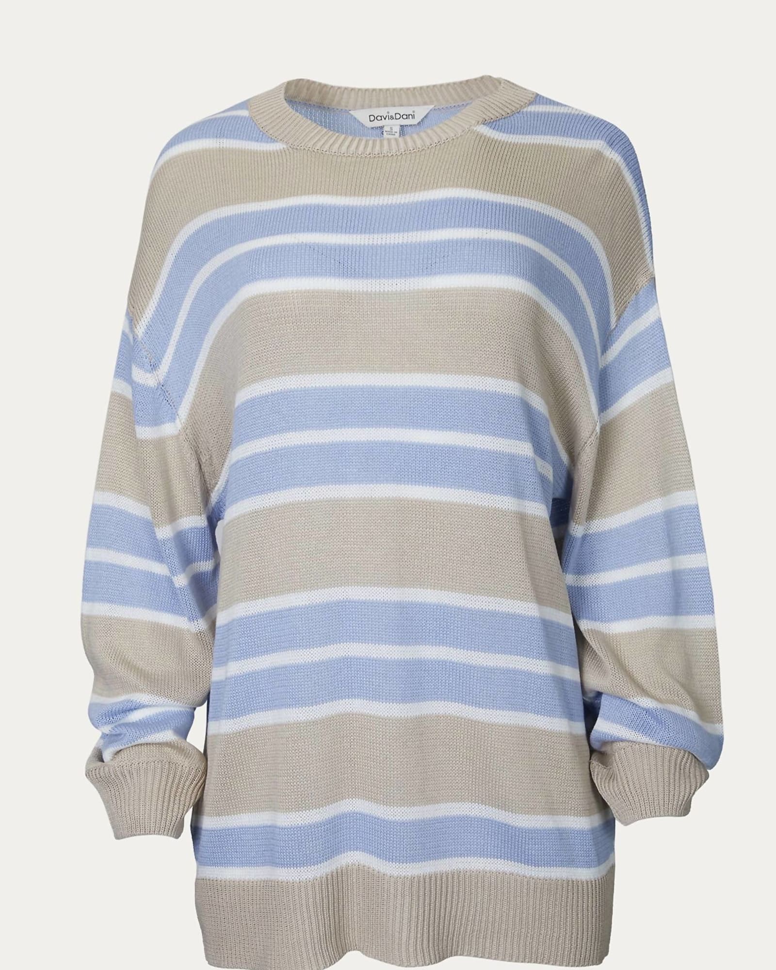 Striped Oversized Sweater in Taupe | Taupe