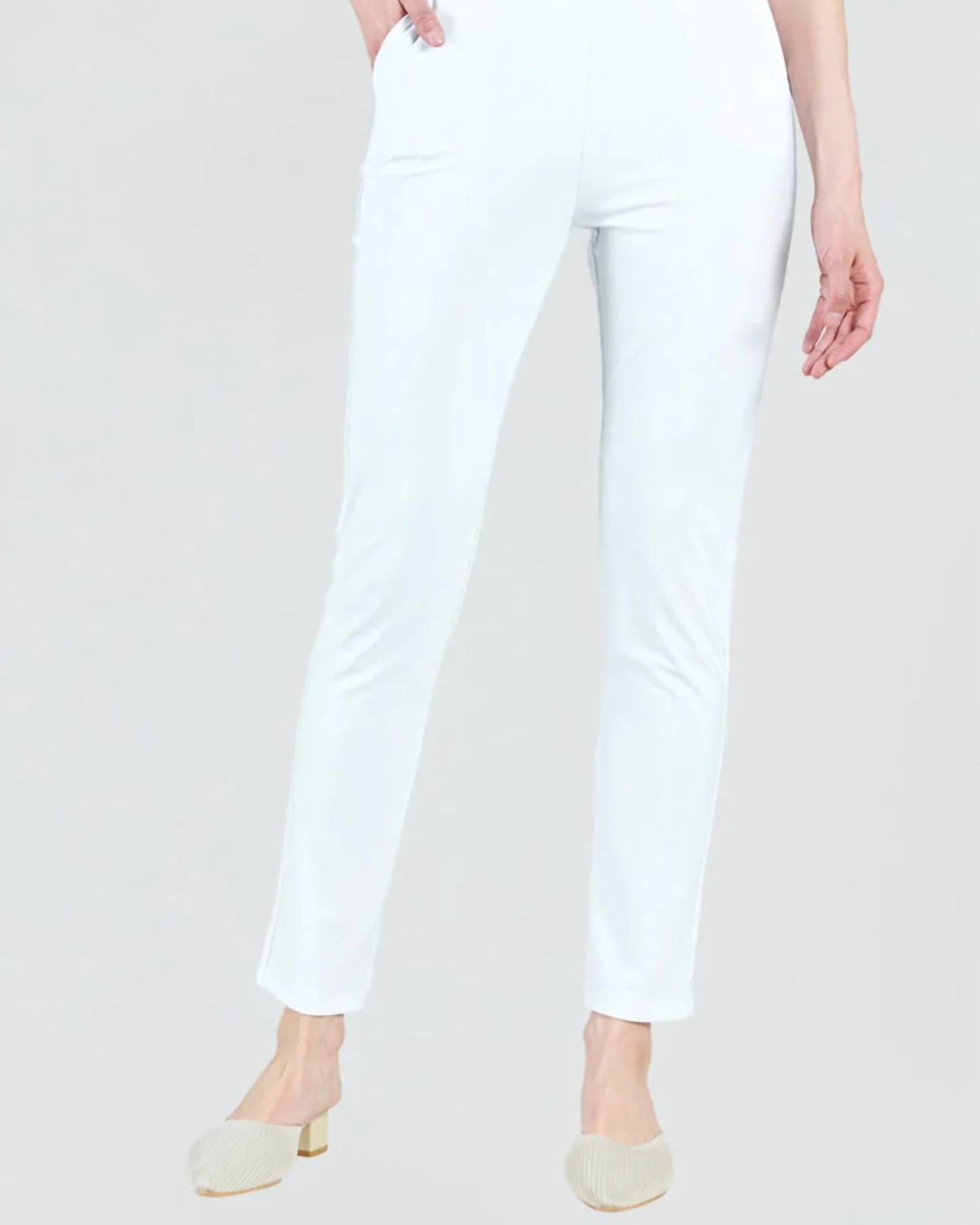Soft Heavy Knit Straight Leg Pant in White | White