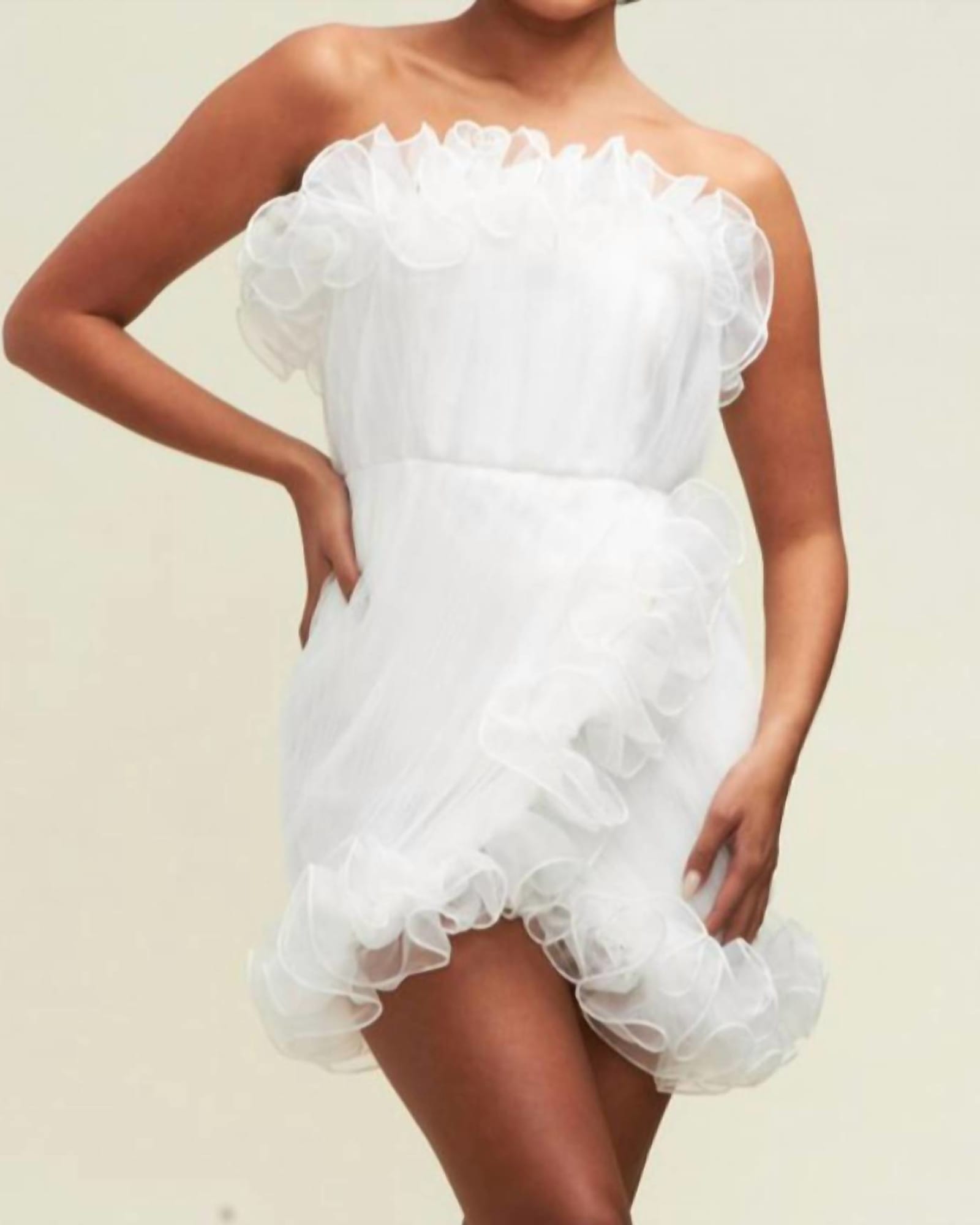 Strapless Mini Dress in White | White