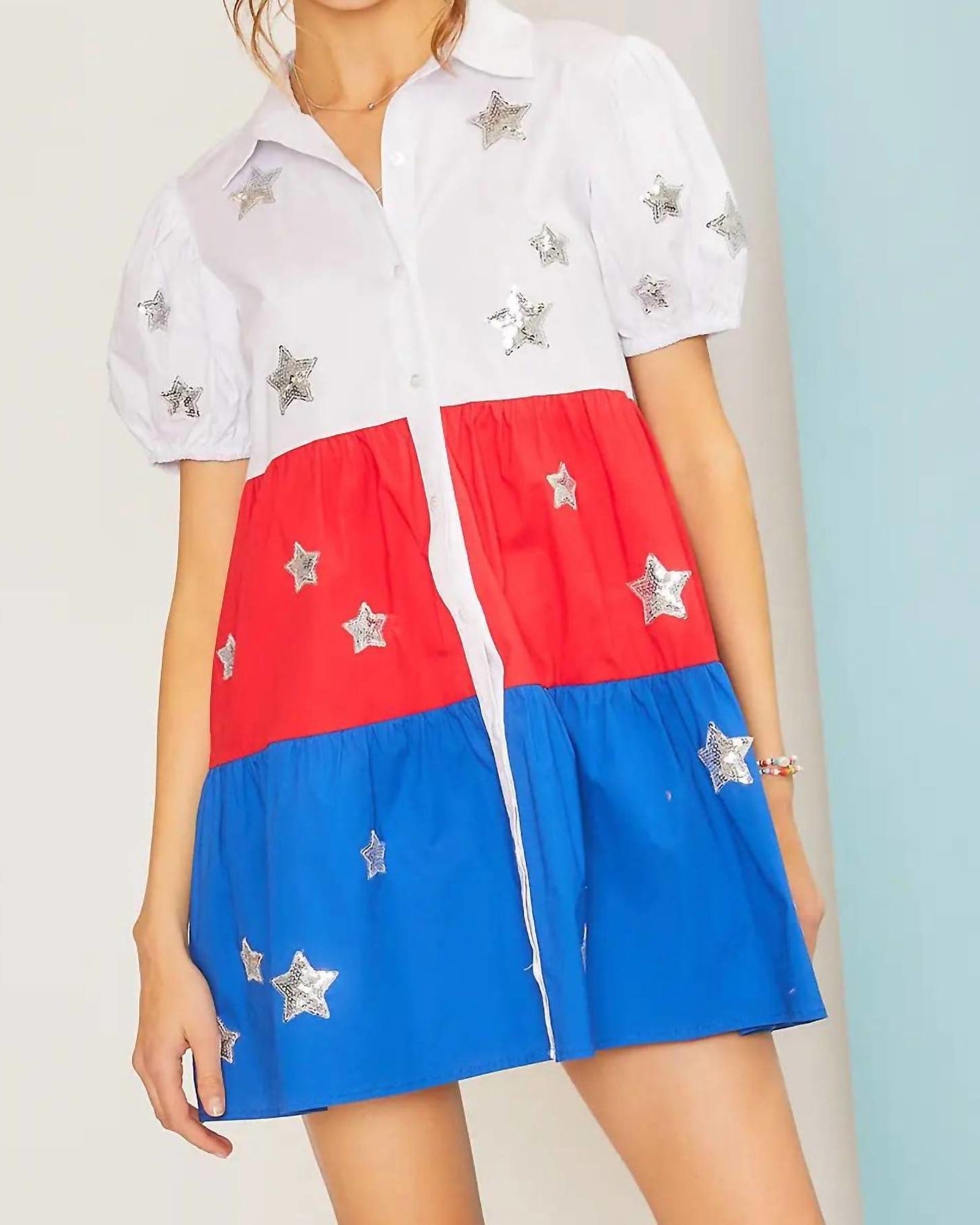 Star Patch Shirt Dress in Multi | Multi