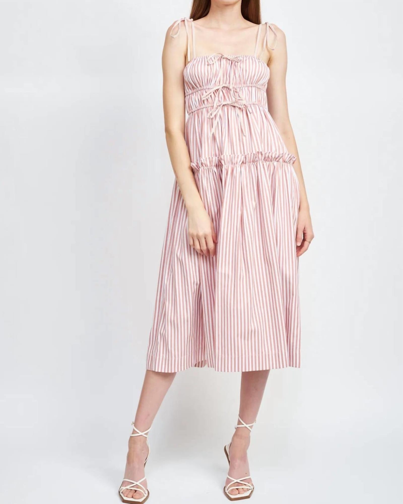 Striped Sleeveless Dress in Pink | Pink
