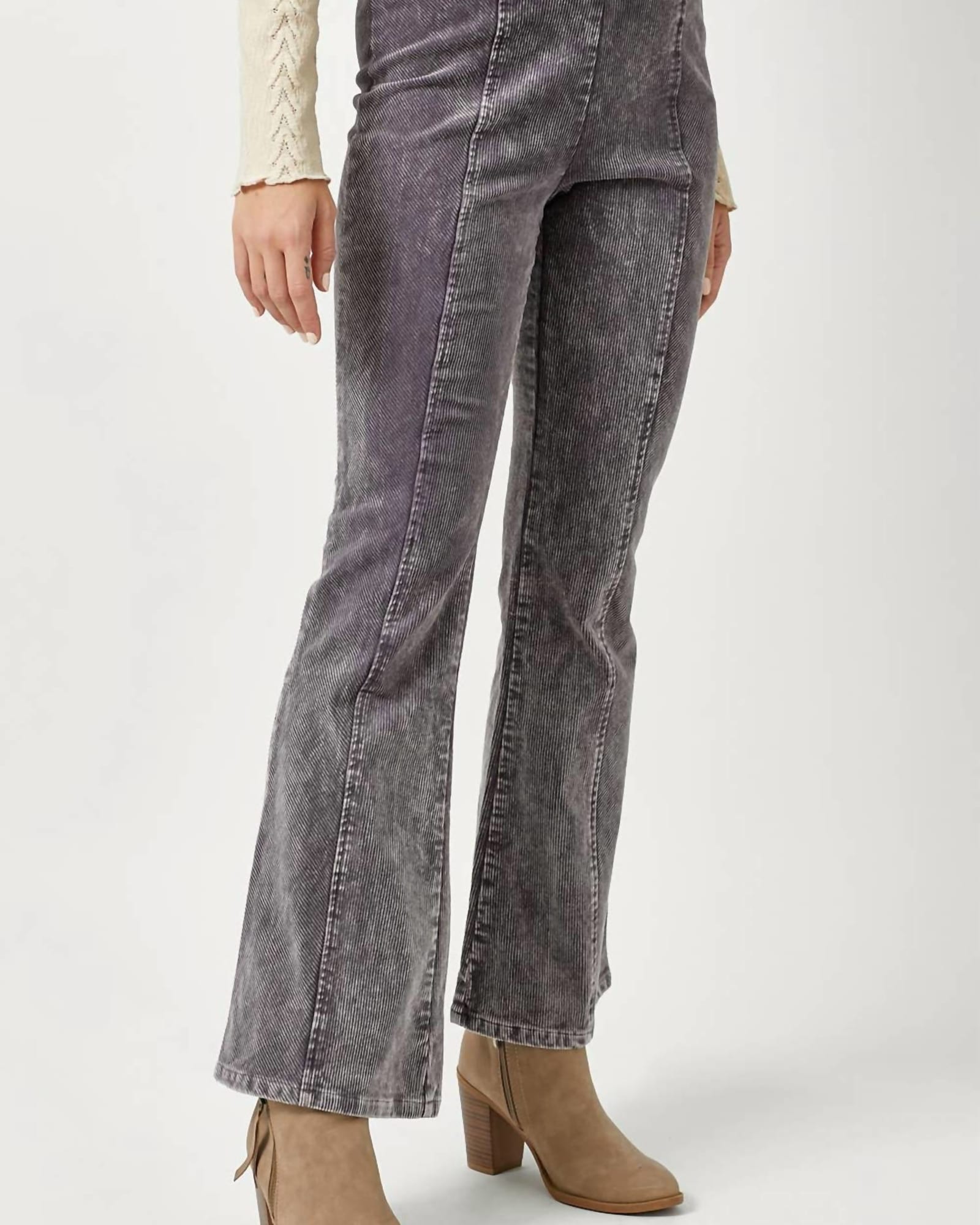 Vintage Washed Corduroy Flare Pants in Vintage Grey | Vintage Grey