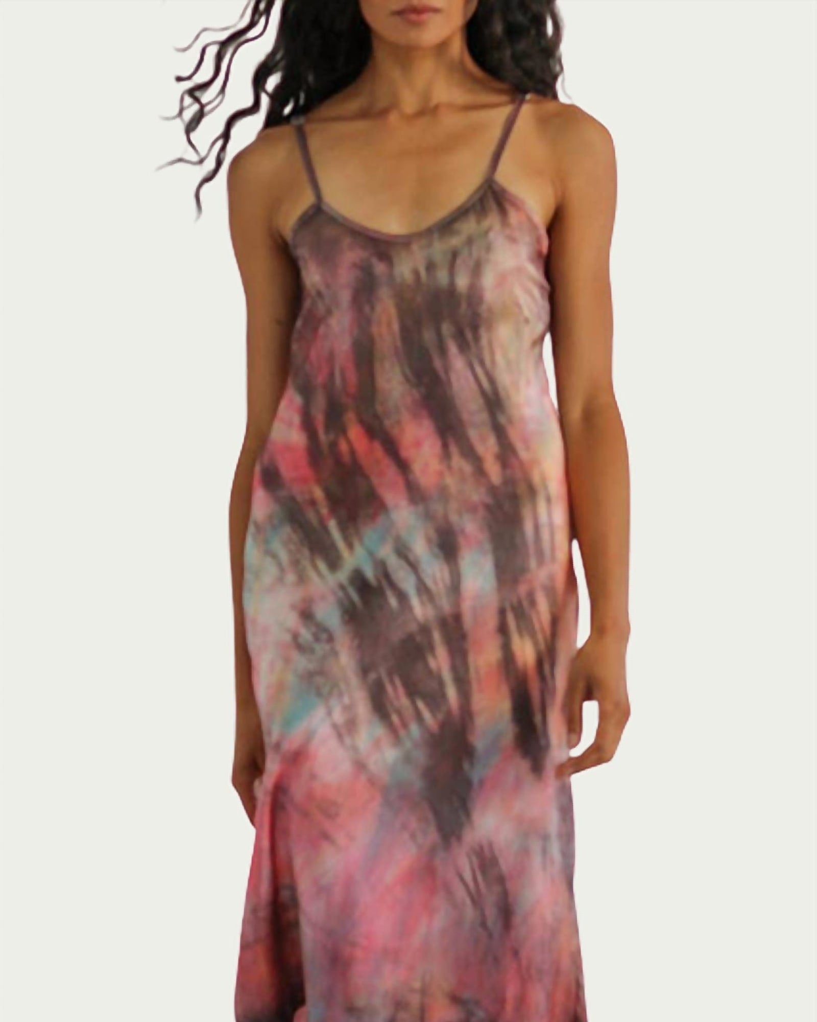 Tie-Dyed Silk Charmeuse Slip Dress in Multi | Multi
