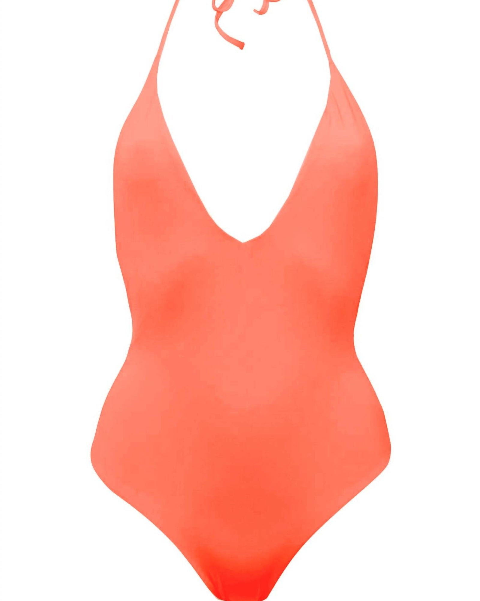 Women Nina Halter Strap One-Piece Bathing Suit in Salmon Pink | Salmon Pink