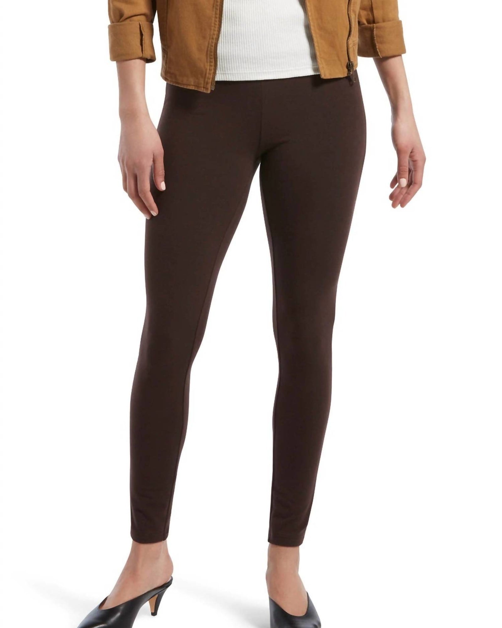 Women'S Wide Waistband Blackout Cotton Leggings in Espresso | Espresso