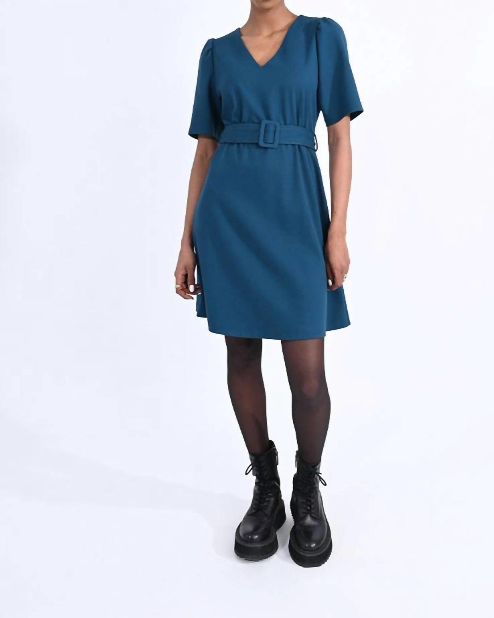Belted Dress In Duck Blue | Duck Blue