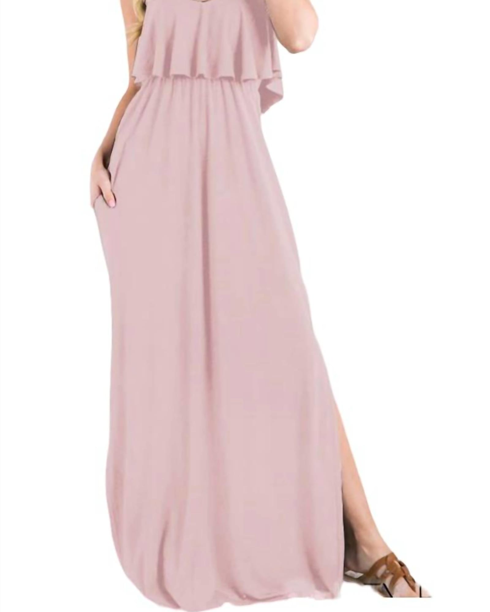 Dusty Ruffled Maxi Dress In Pink | Pink