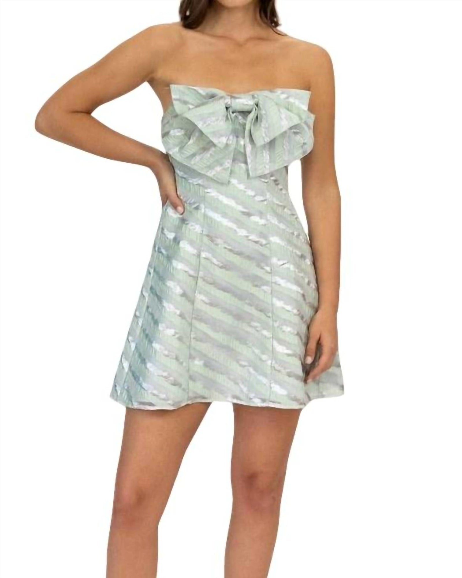 Bow-Tie Tube Dress In Green/Silver | Green/Silver
