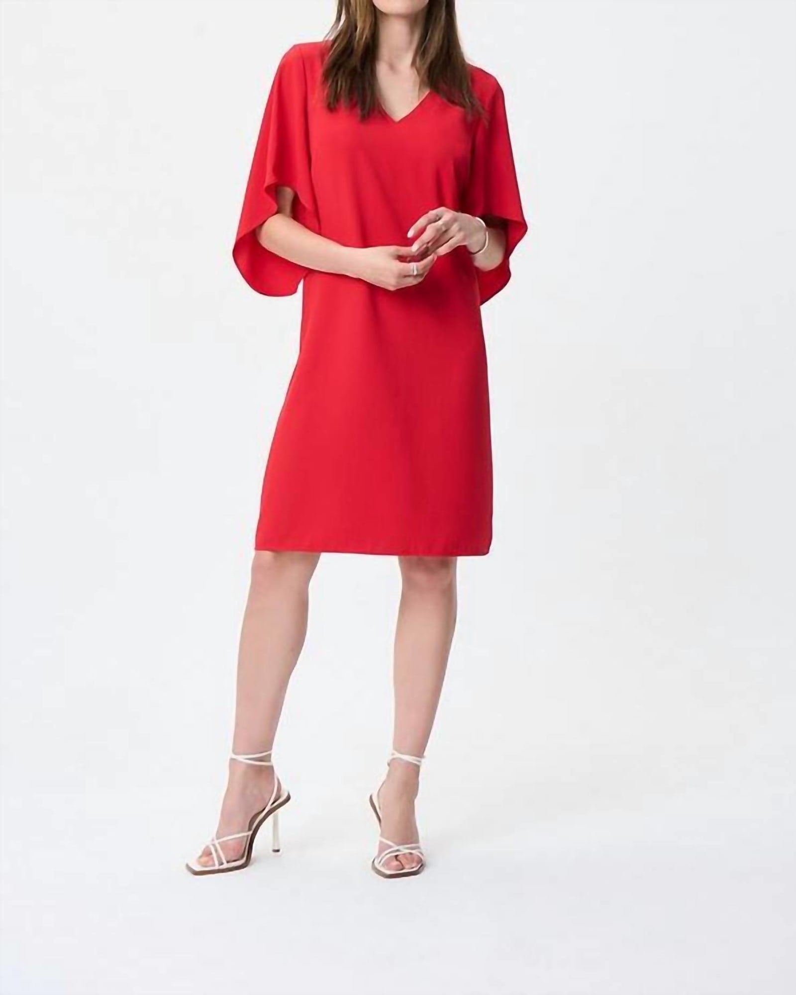 Draped Sleeve Shift Dress In Magma Red | Magma Red