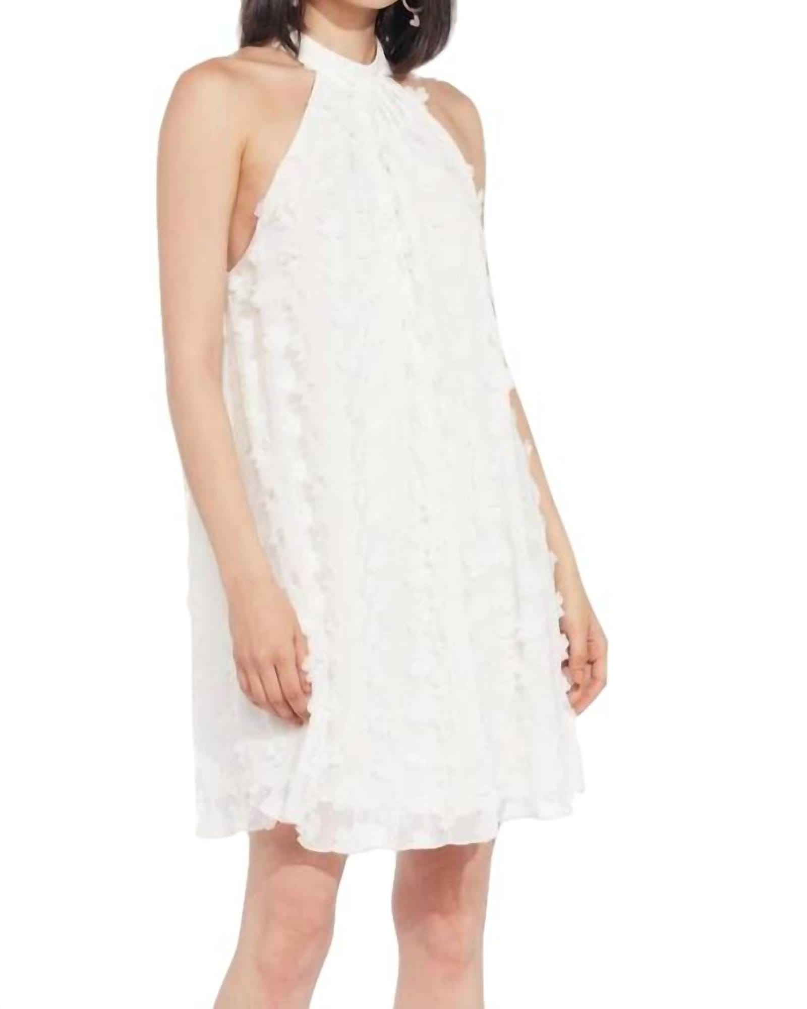 Halter Swing Mini Dress In White Petal | White Petal