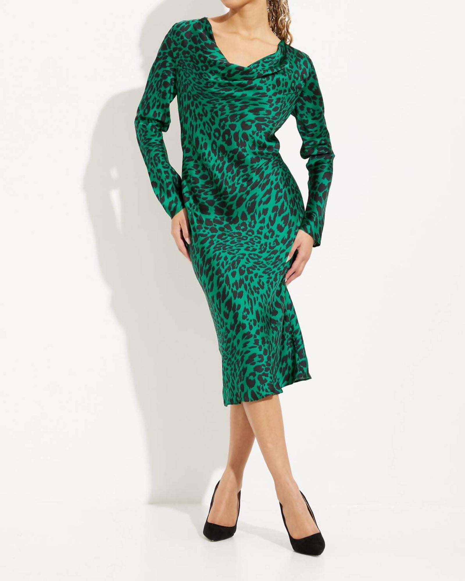 Leopard Print Sheath Dress In Black/Green/Multi | Black/Green/Multi