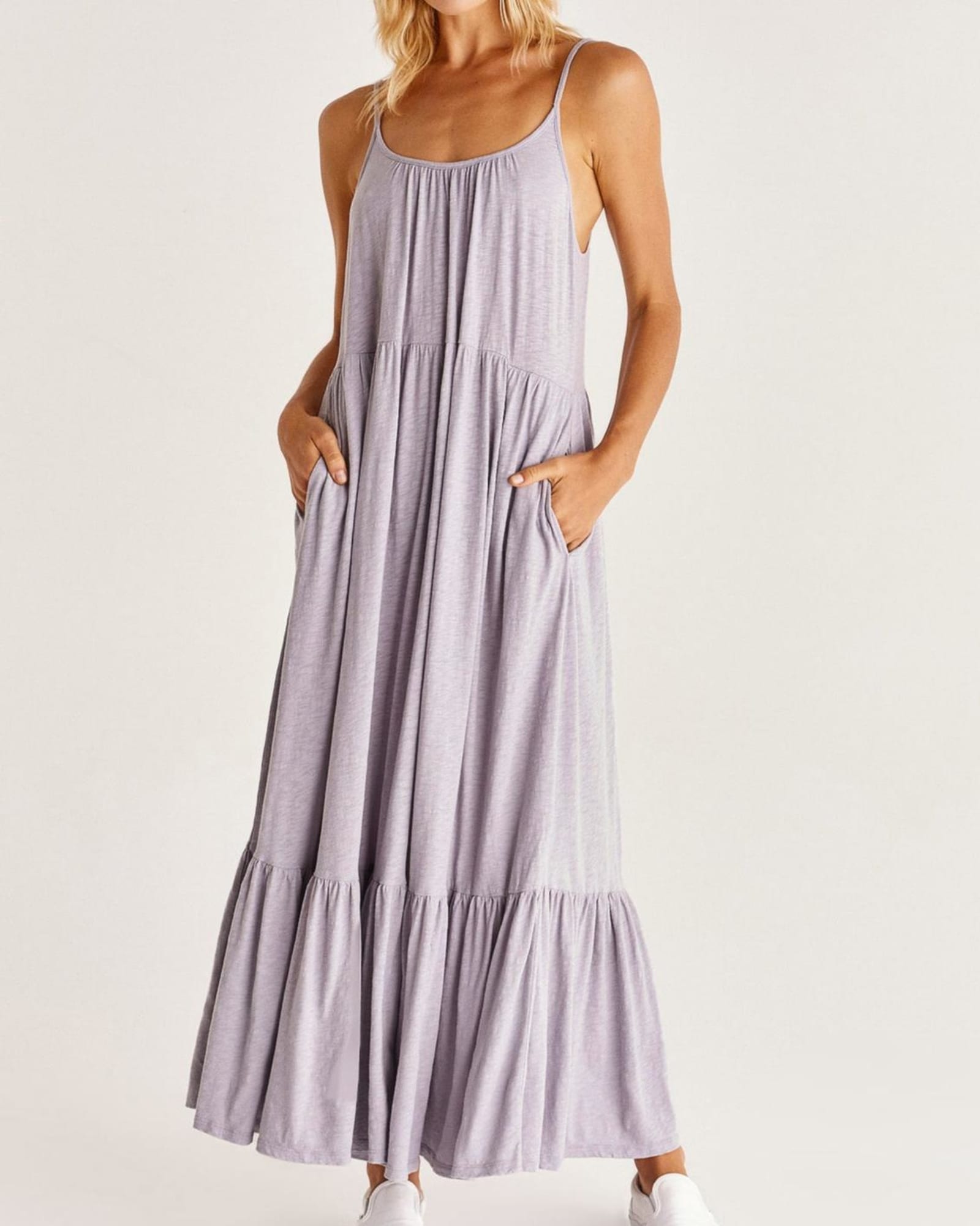 Lido Slub Midi Dress In Lavender | Lavender