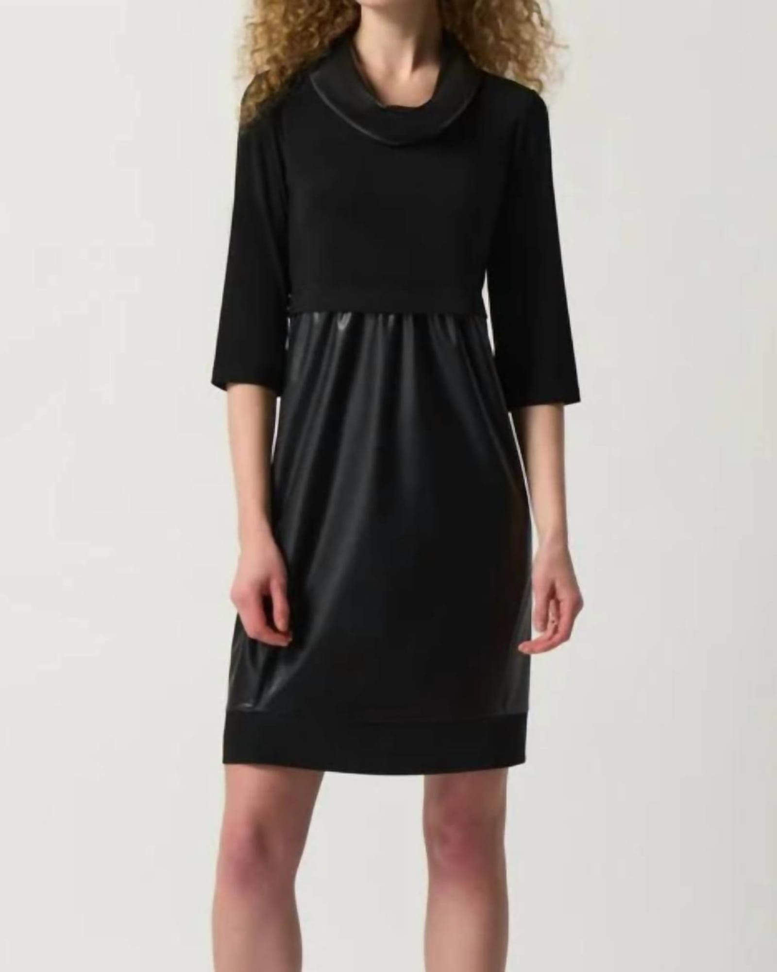 Faux-Leather And Knit Cocoon Dress In 11-Black | 11-Black
