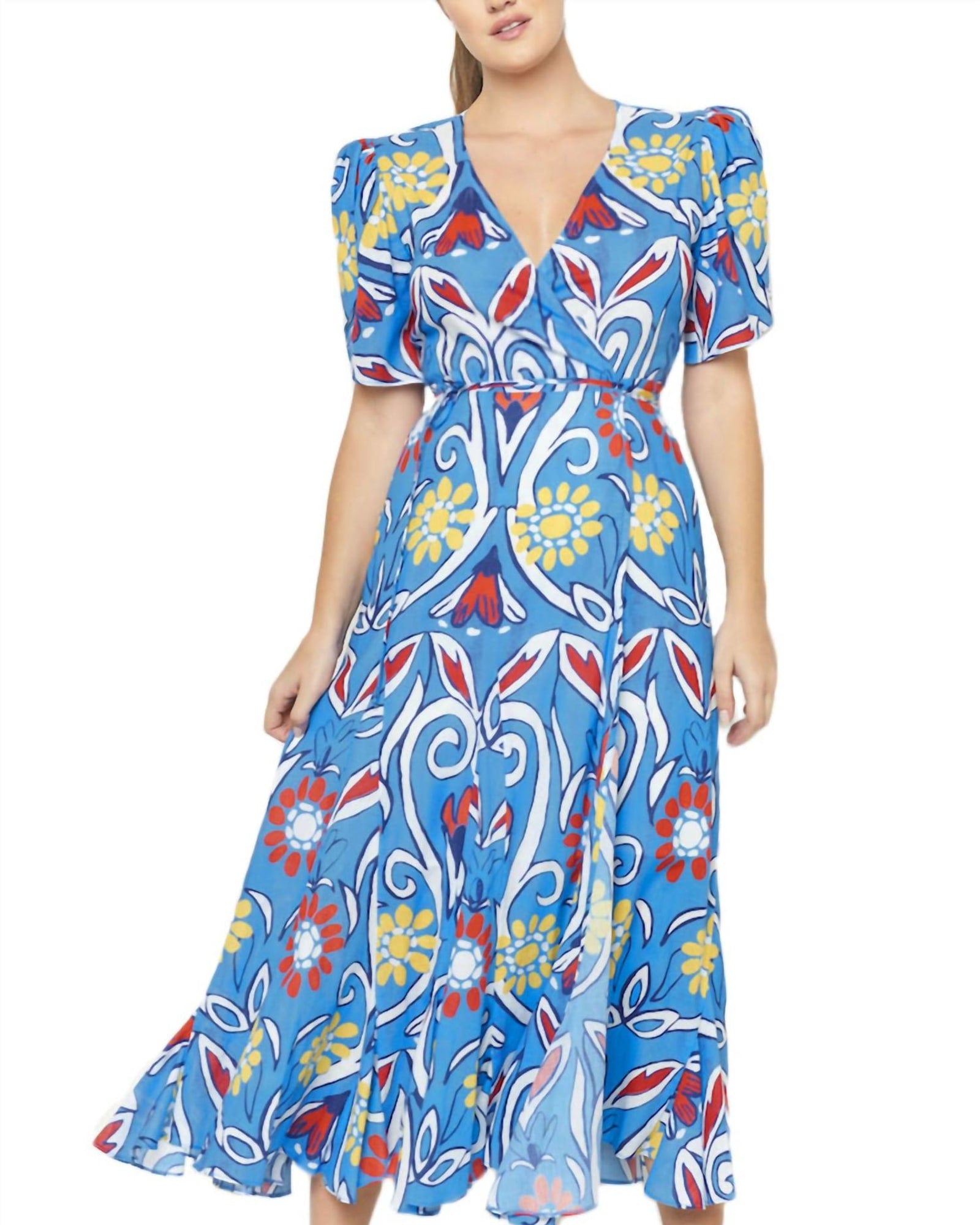 Izula Wrap Dress Roco Celeste In Blue Multi | Blue Multi