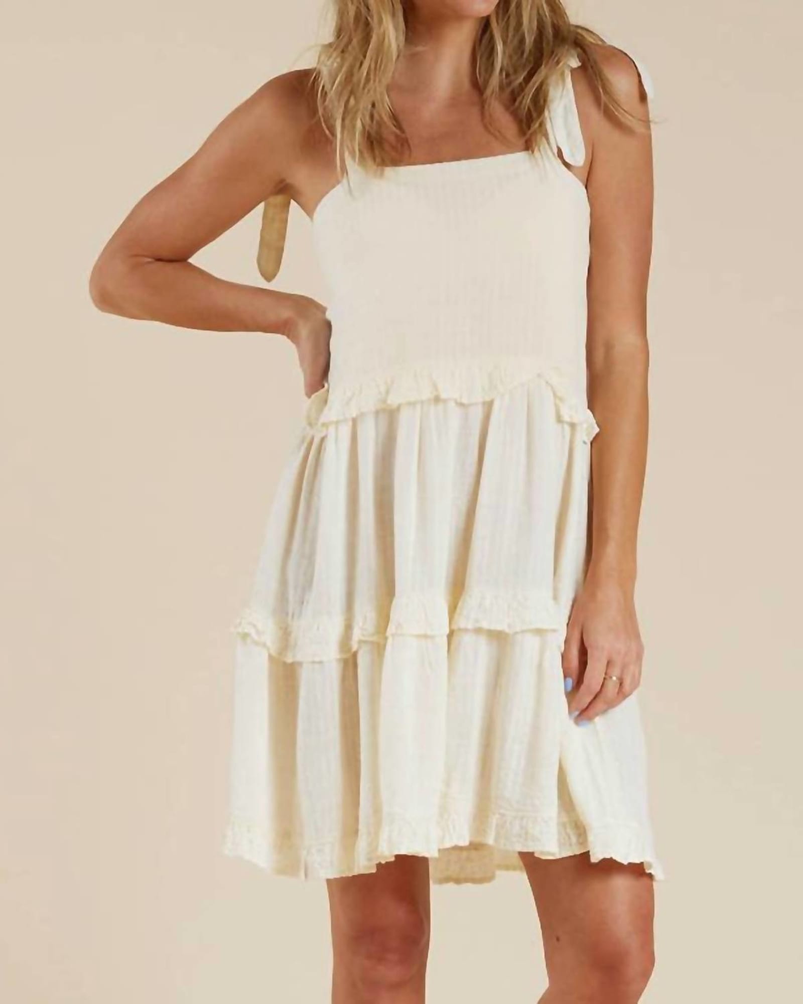 Ruffle Swing Dress In Ivory | Ivory