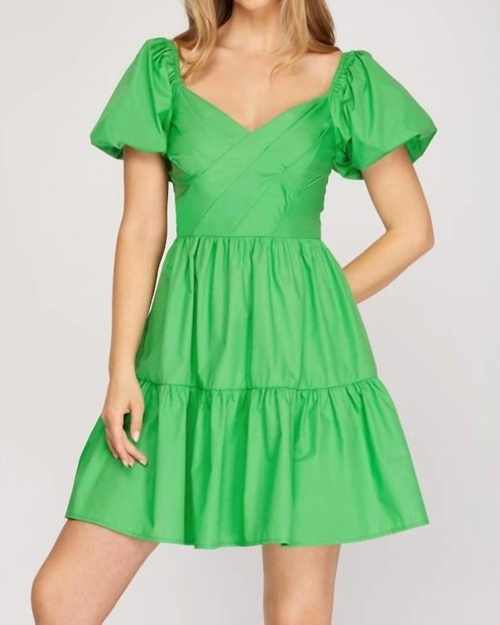 V Neck Dress In Green | Green