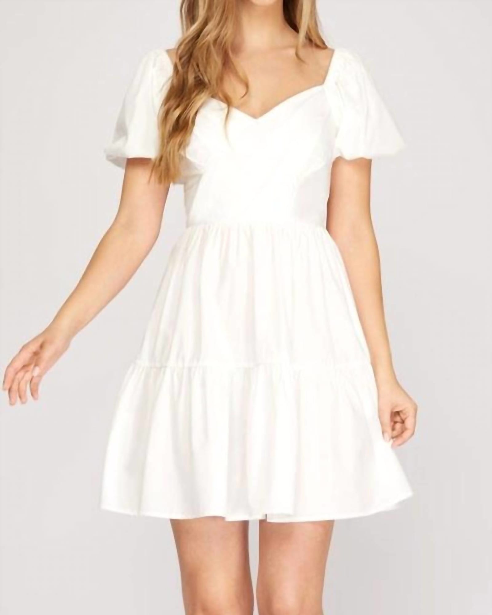 V Neck Dress In White | White