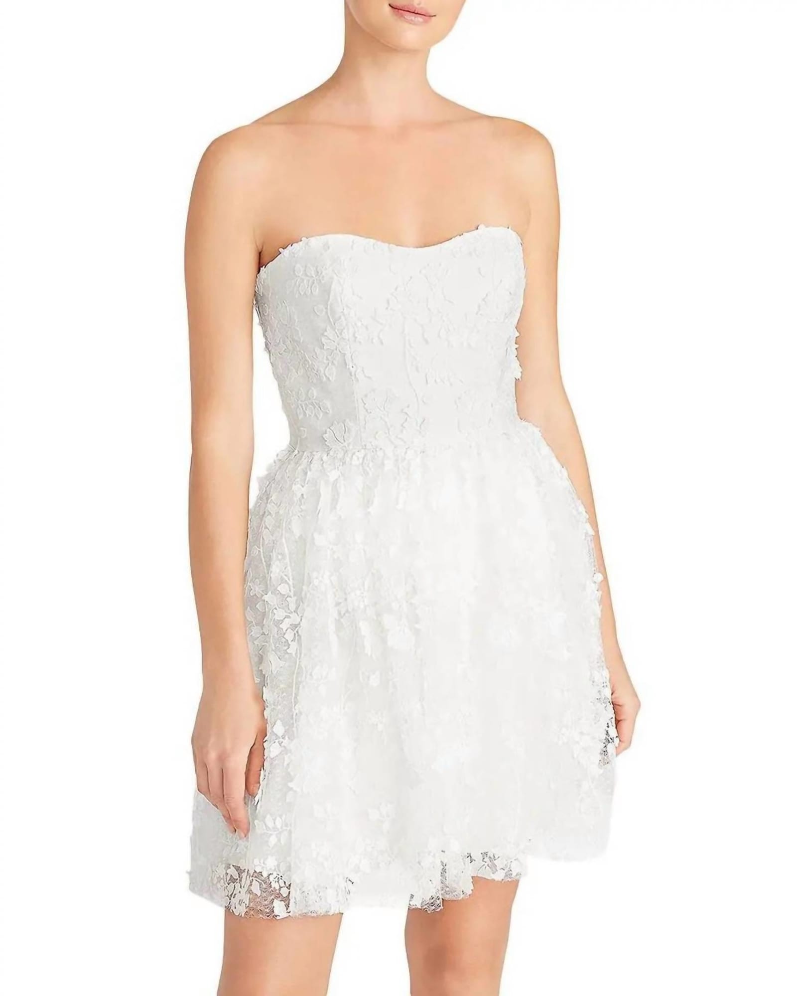 Strapless Tulle Mini Dress In Ivory | Ivory