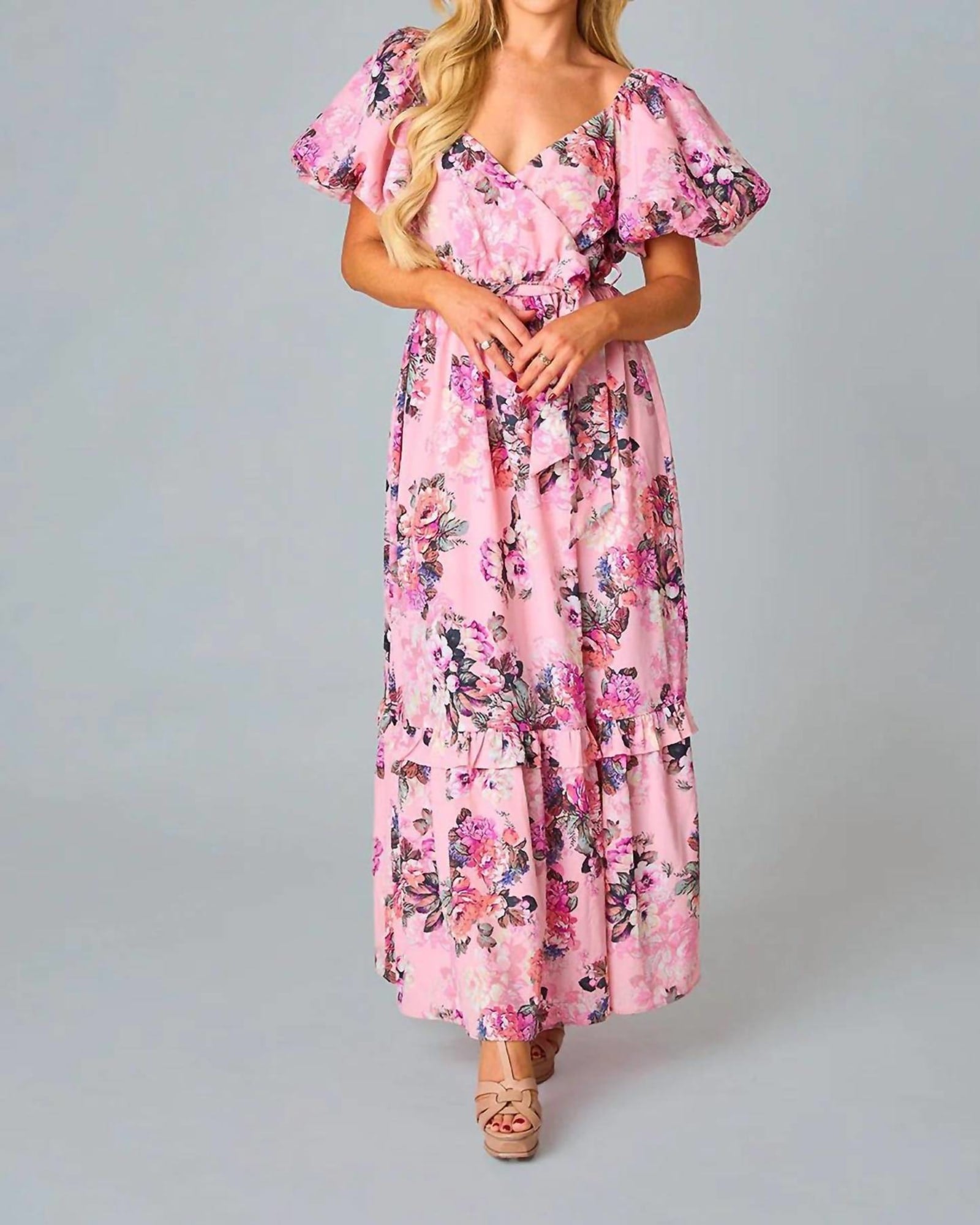 Sydney Puff Sleeve Maxi Dress In Bashful | Bashful